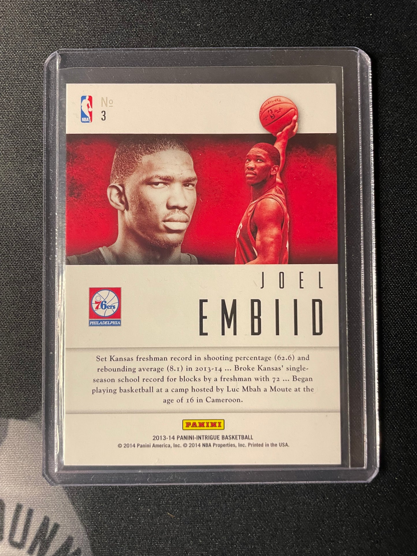 2013/14 Panini Intrigue #3 Joel Embiid 76ers Philadelphia RC