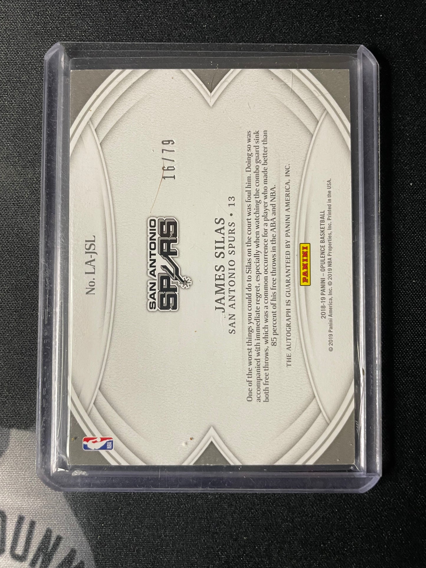 2018/19 Panini Opulence #2 James Silas San Antonio Spurs 16/79