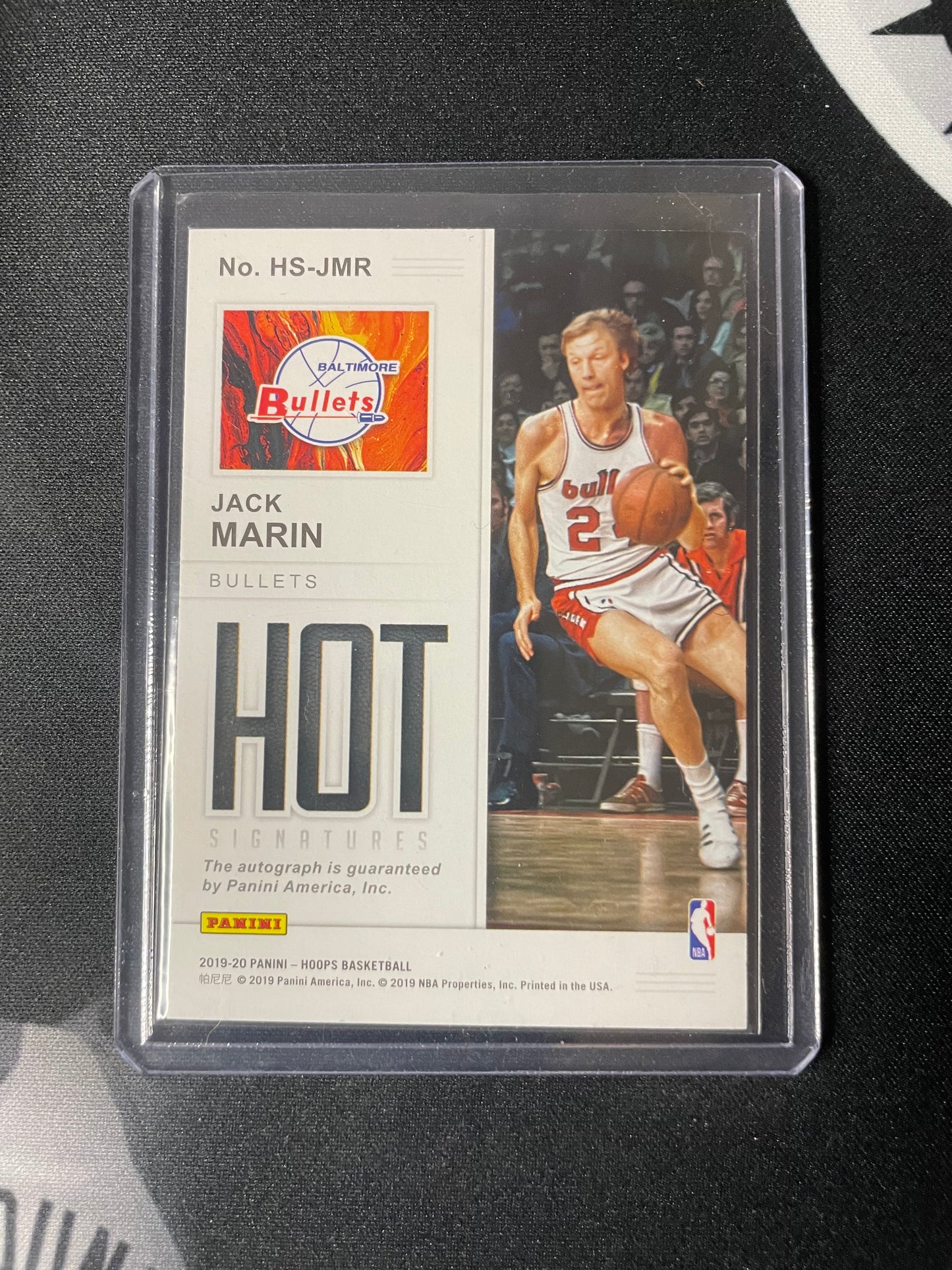2019/2020 Panini Hoops #51 Jack Marin Baltimore Bullets Hot Signature