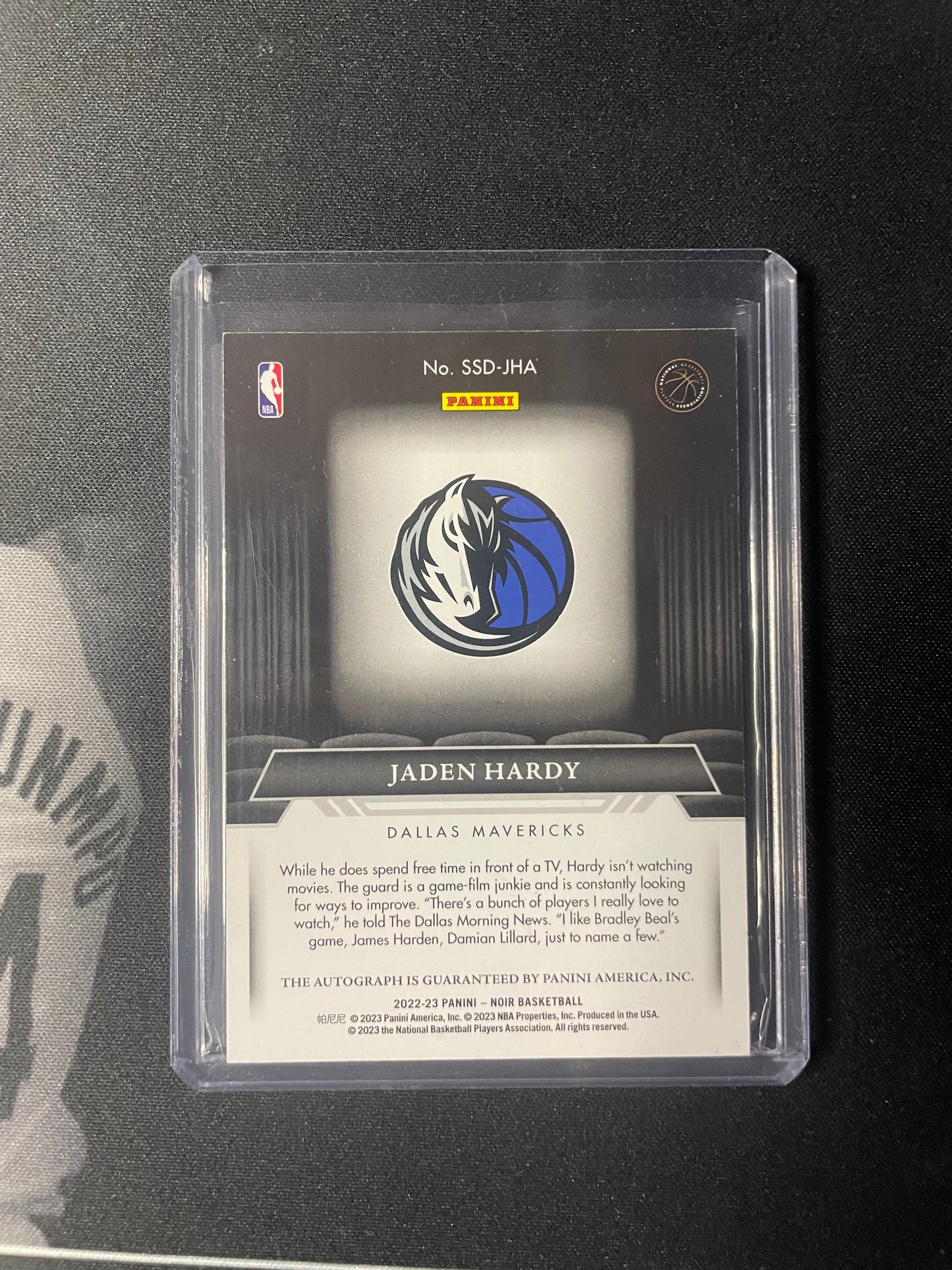 2022/23 Panini Noir #24 Jaden Hardy Dallas Mavericks Silver Screen Debut 74/99