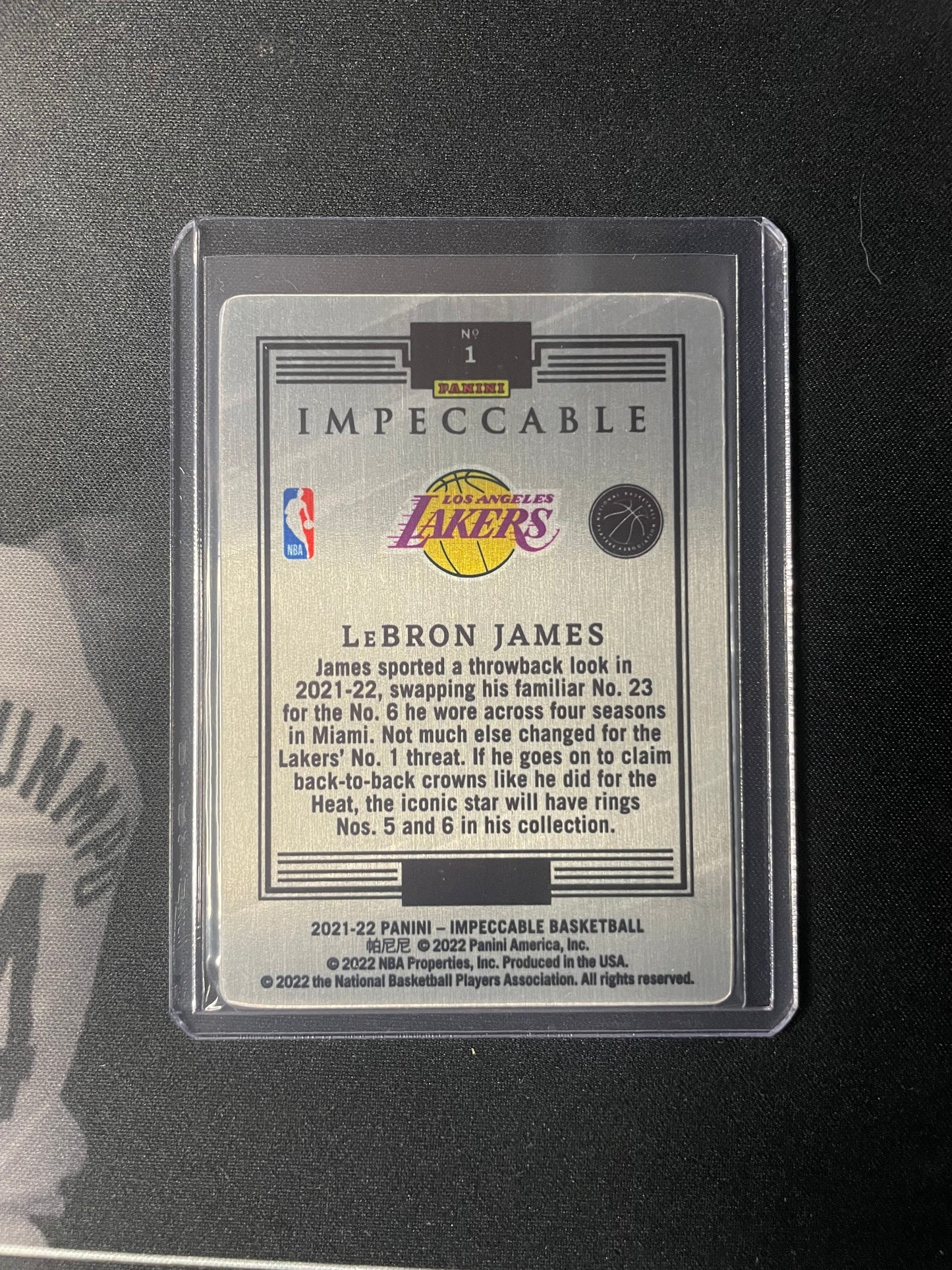 2021/22 Panini Impeccable #1 Lebron James Los Angeles Lakers Stainless Stars