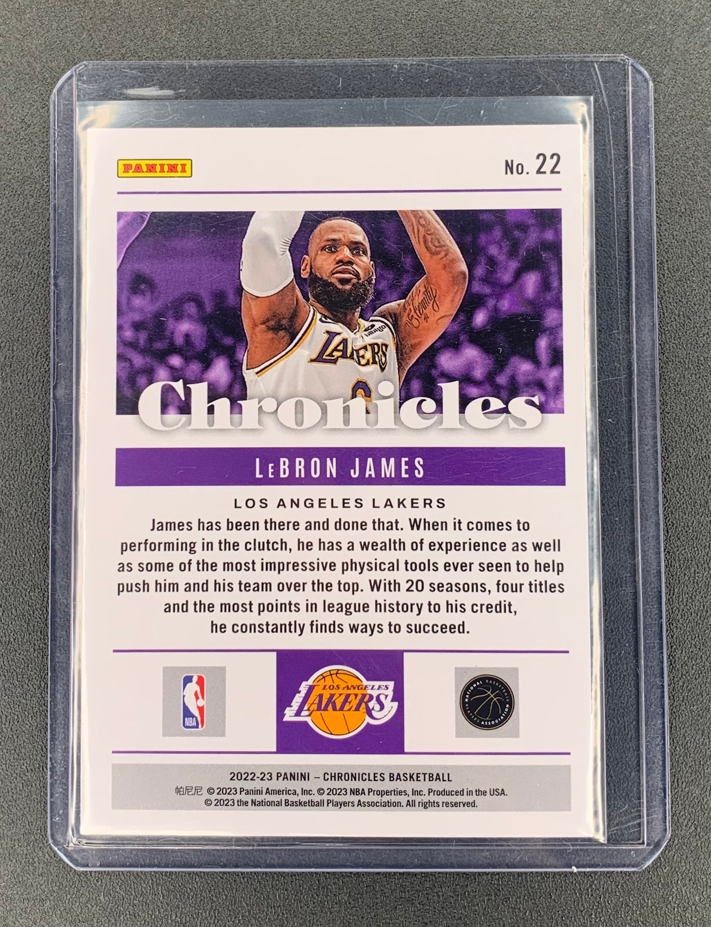 2022/23 Panini Chronicles #22 Lebron James Los Angles Lakers