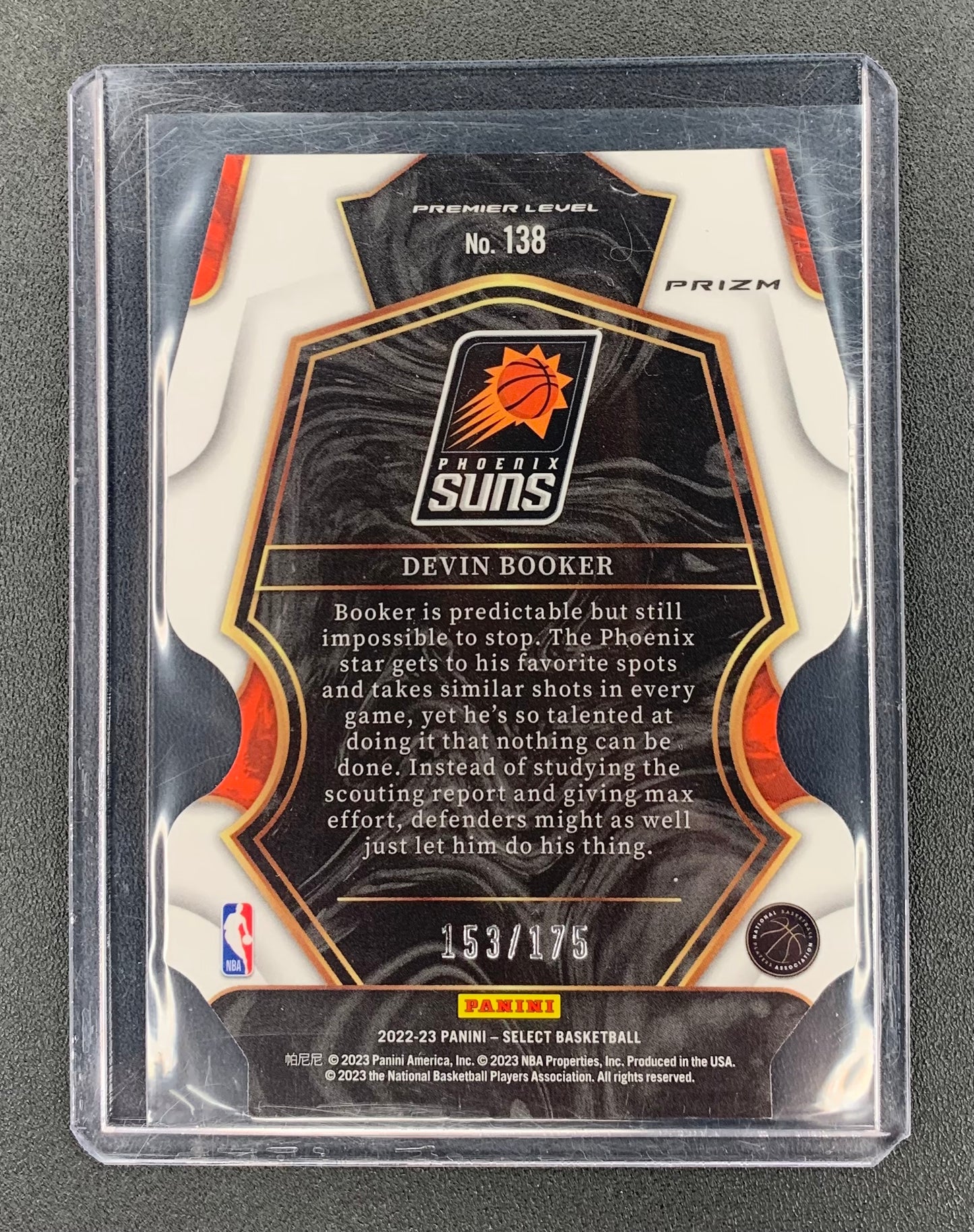 2022/23 Panini Select # 138 Devin Booker Phoenix Suns Maroon Die-Cut Prizm 153/175