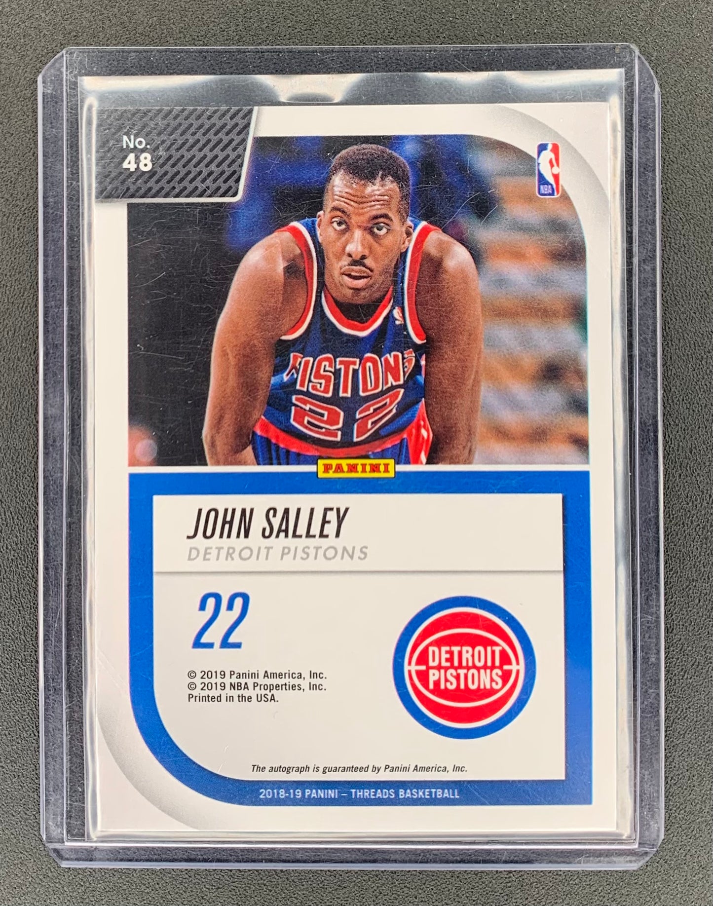 2018/19 Panini Threads #48 John Salley, Detroit Pistons Signage 014/100