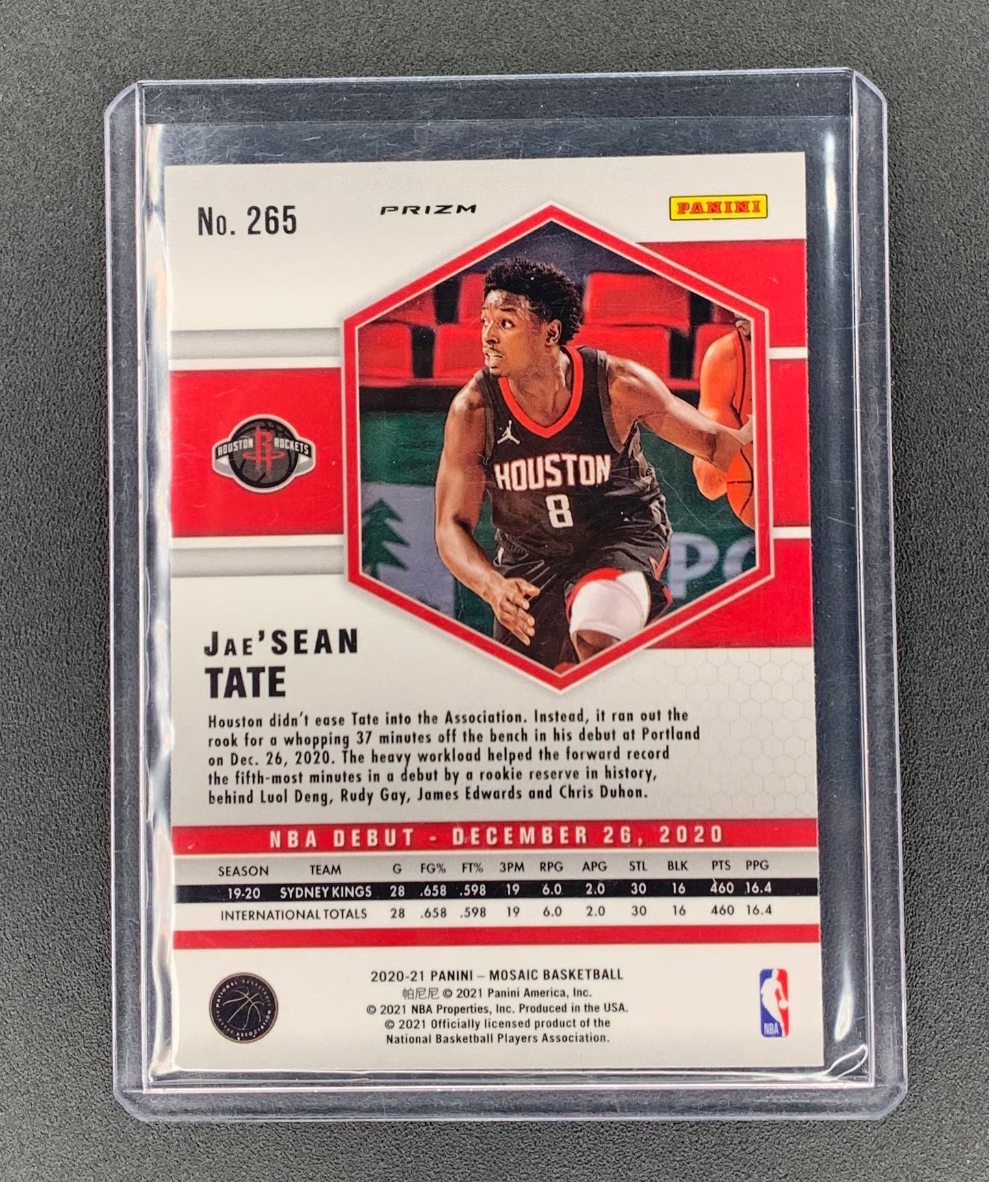 2020/21 Panini Mosaic #214 Jae'sean Tate Houston Rockets Red Wave Mosiac
