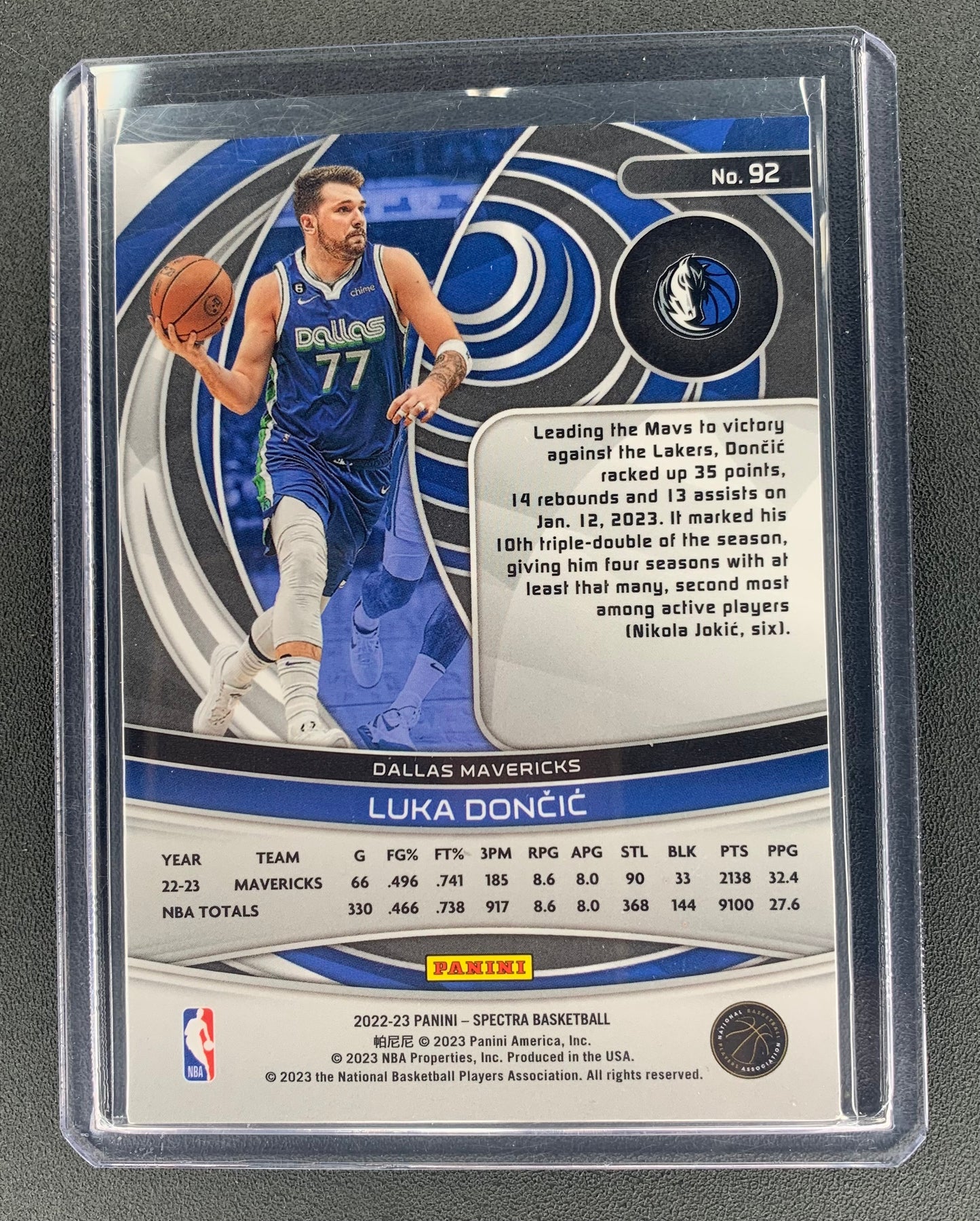 2022/23 Panini Spectra #92 Luka Doncic, Dallas Mavericks