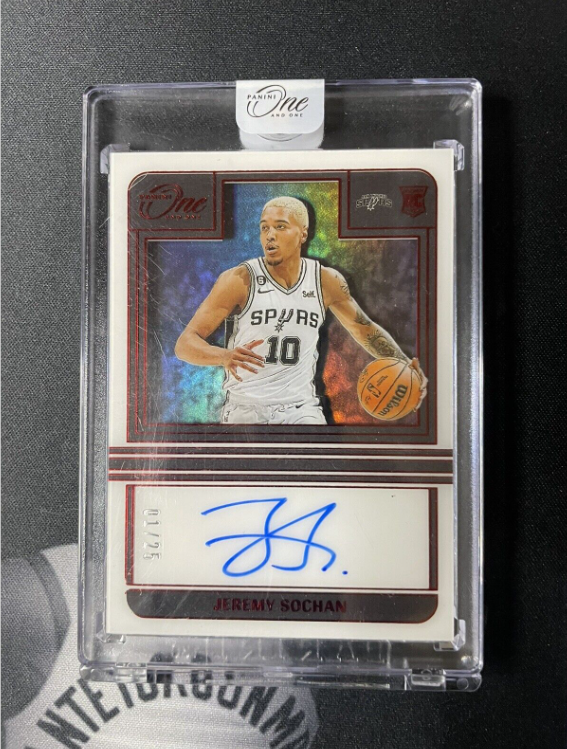 2022-23 Panini One And One Jeremy Sochan Rookie Red Auto 01/25