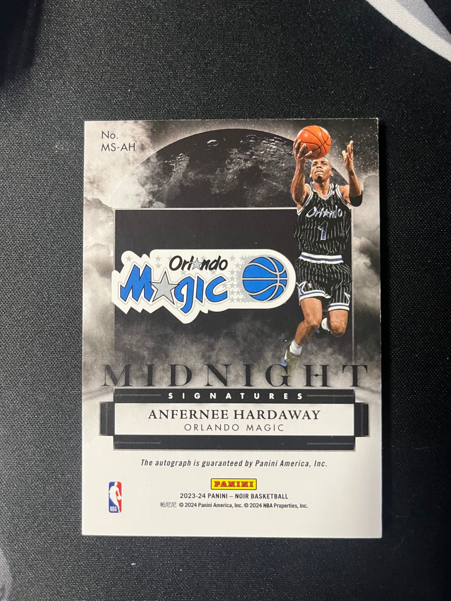 2023-24 Panini Noir Anfernee Hardaway Midnight Signatures Platinum 1/1.