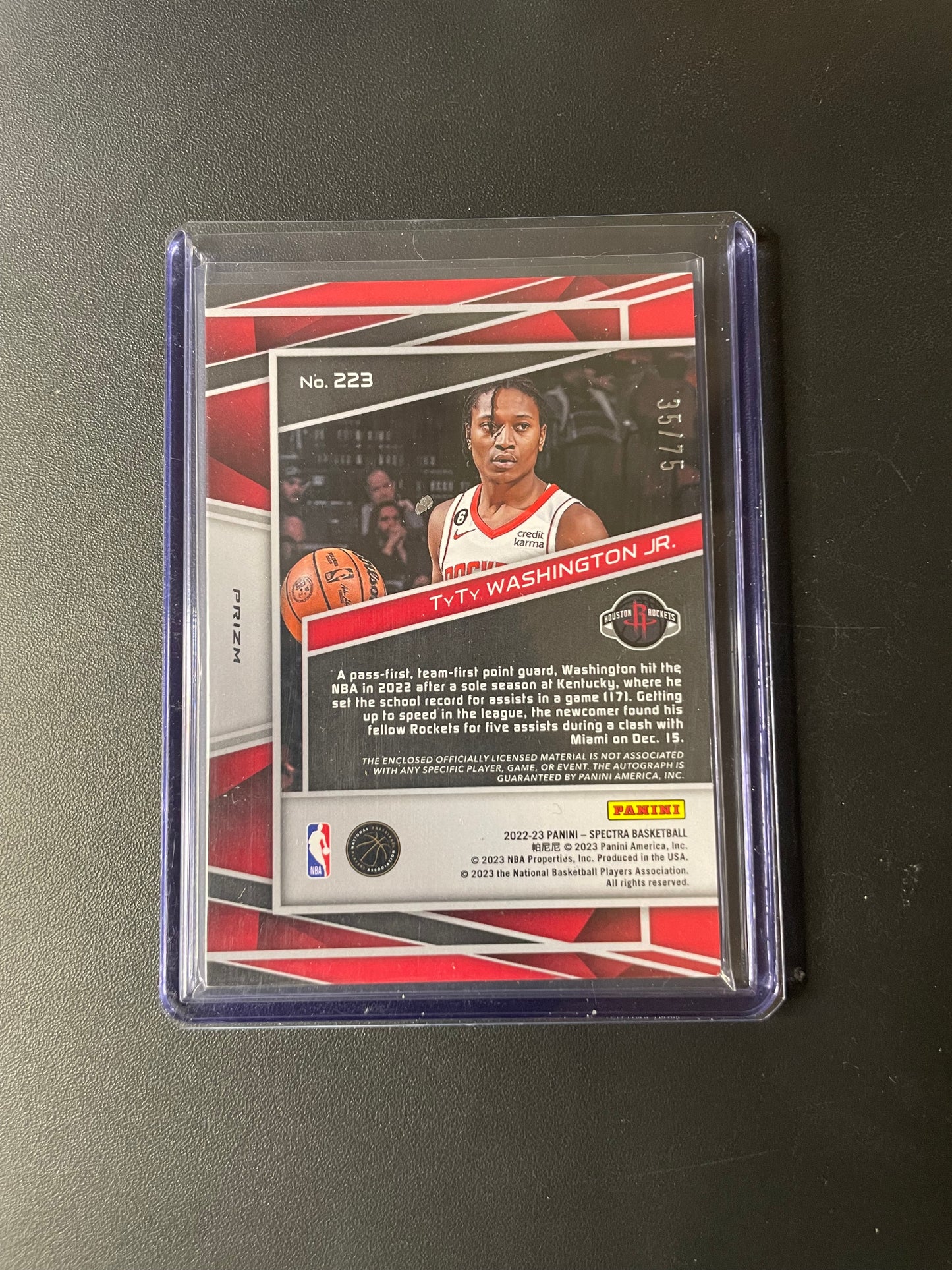 2022/23 Panini  Spectra #223 TyTy Washington Jnr Houston Rockets Supernova RPJ 35/75