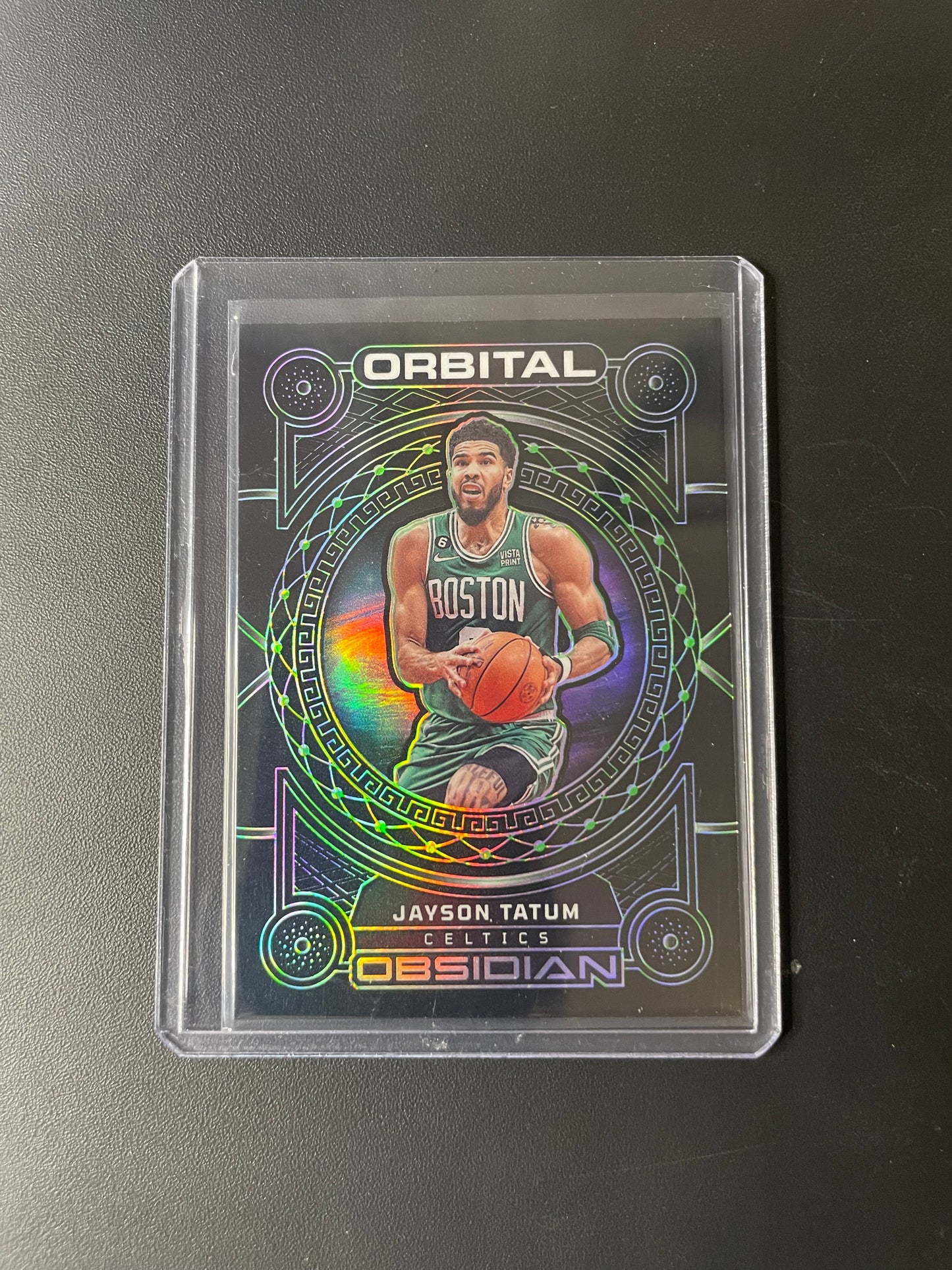 2022/23 Panini Obsidian #9 Jayson Tatum, Boston Celtics Orbital Green Electric Etch 14/25