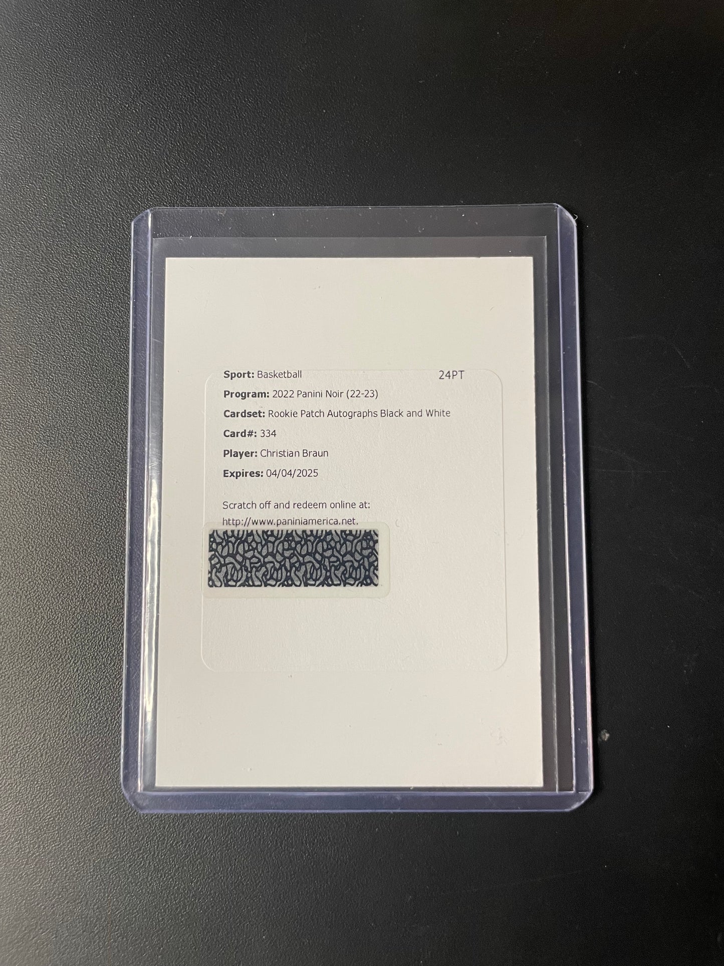 2022/23 Panini Noir #334 Christian Braun, Denver Nuggets Rookie Patch Autographs Black and White /99