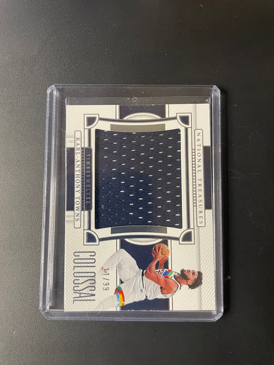 2022/23 Panini National Treasures #8 Karl-Anthony Towns, Minnesota Timberwolves Colossal Materials 11/99