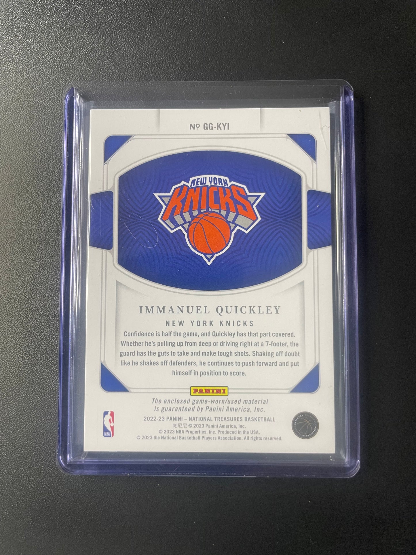 National treasure #9 Immanuel Quickley New York Knicks Game Gear 66/99