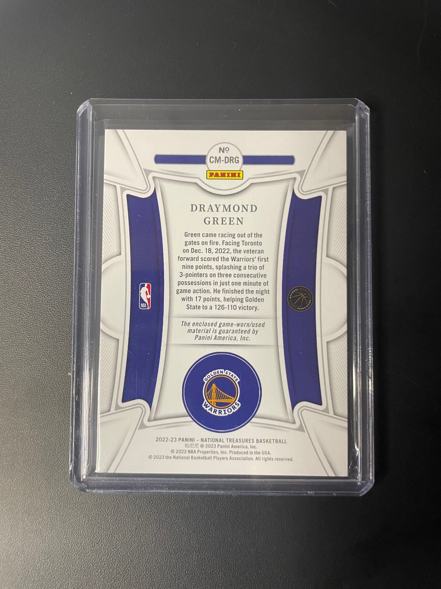 2022/23 Panini National Treasures Draymond Green Golden State Warriors Century Material 04/99