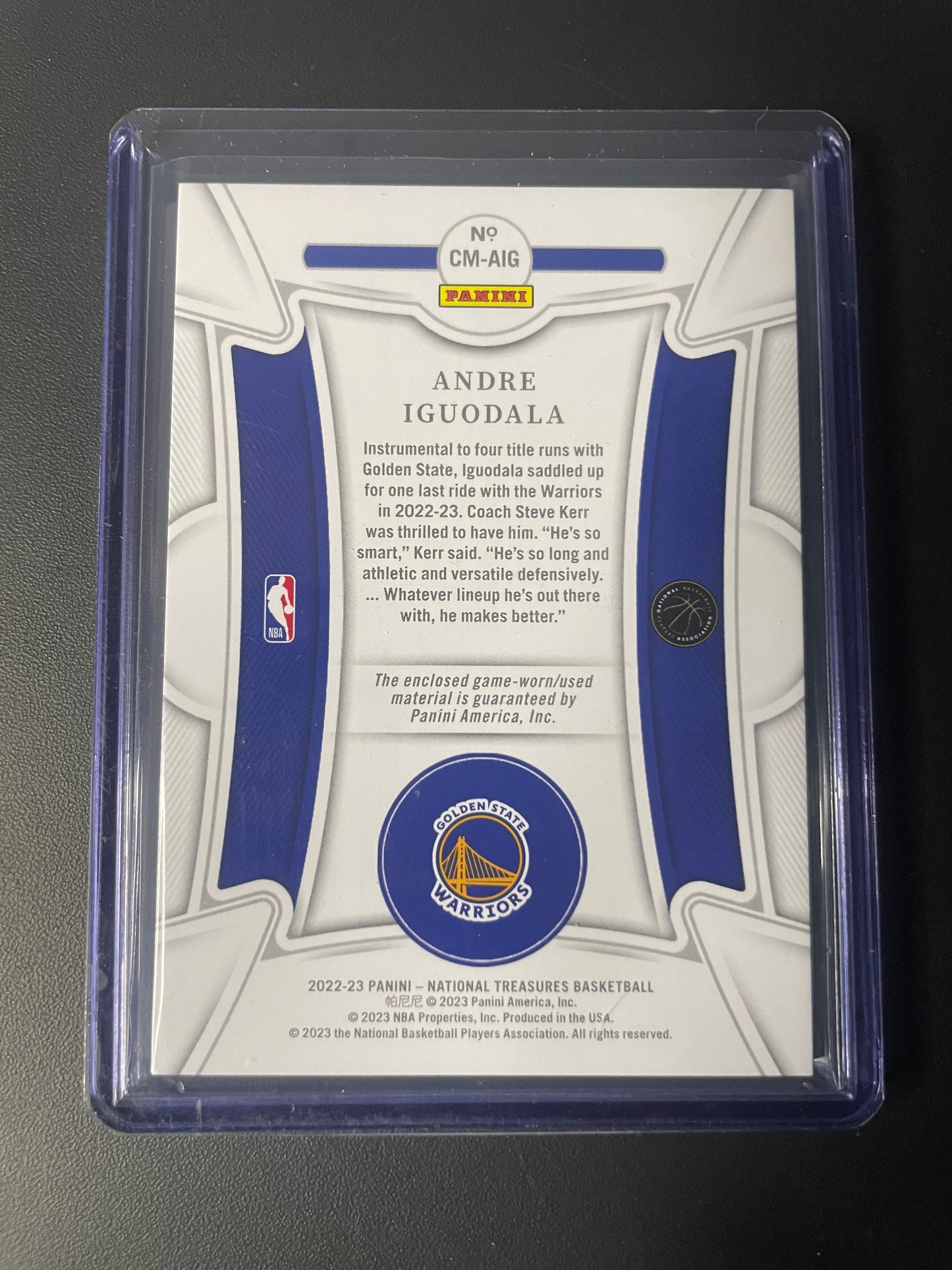 2022/23 Panini National Treasures #24 Andre Iguodala Golden State Warriors Century Material 40/99