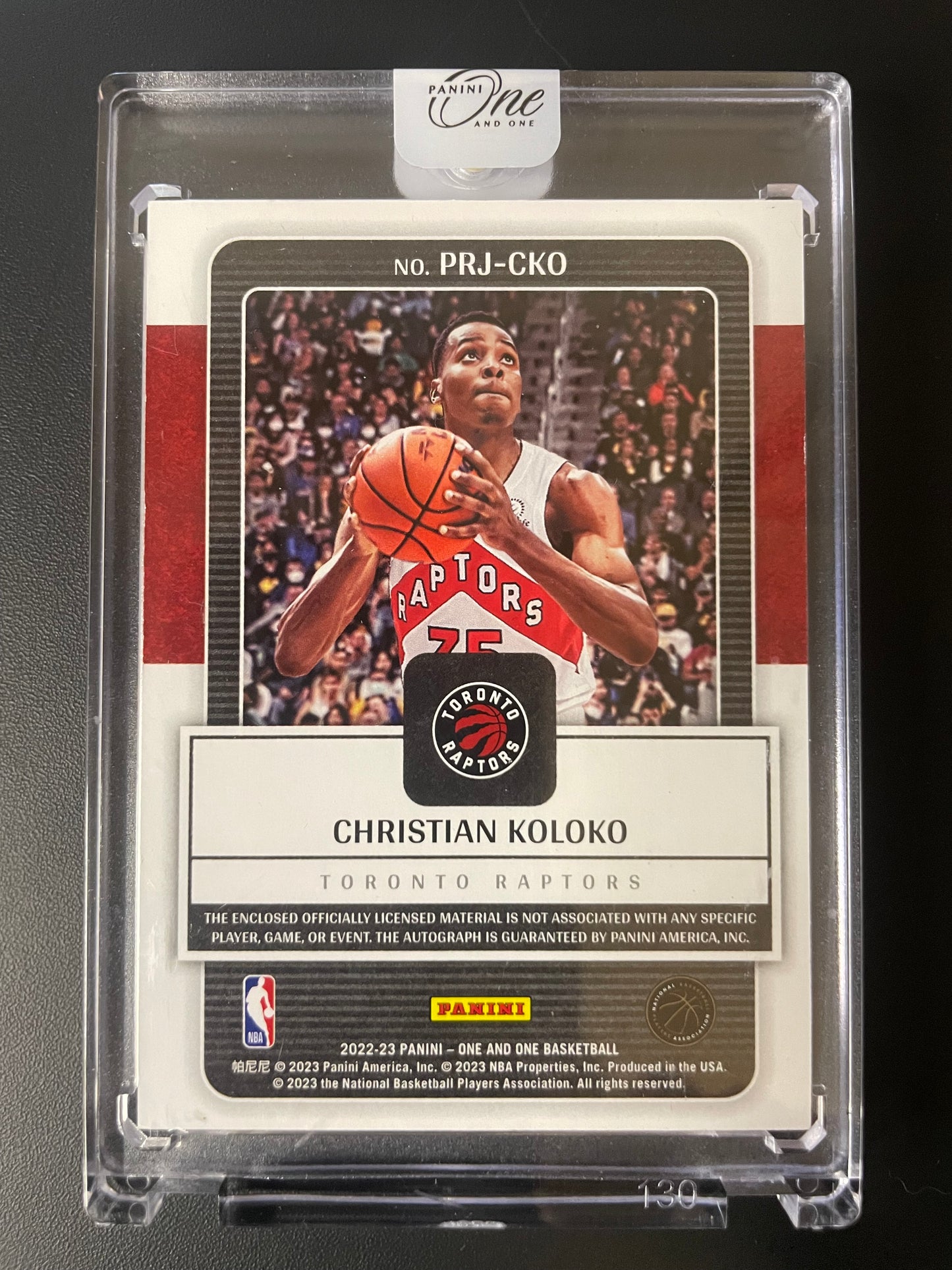 2022/23 Panini One and One #8 Christian Koloko Toronto Raptors 60/99 RC