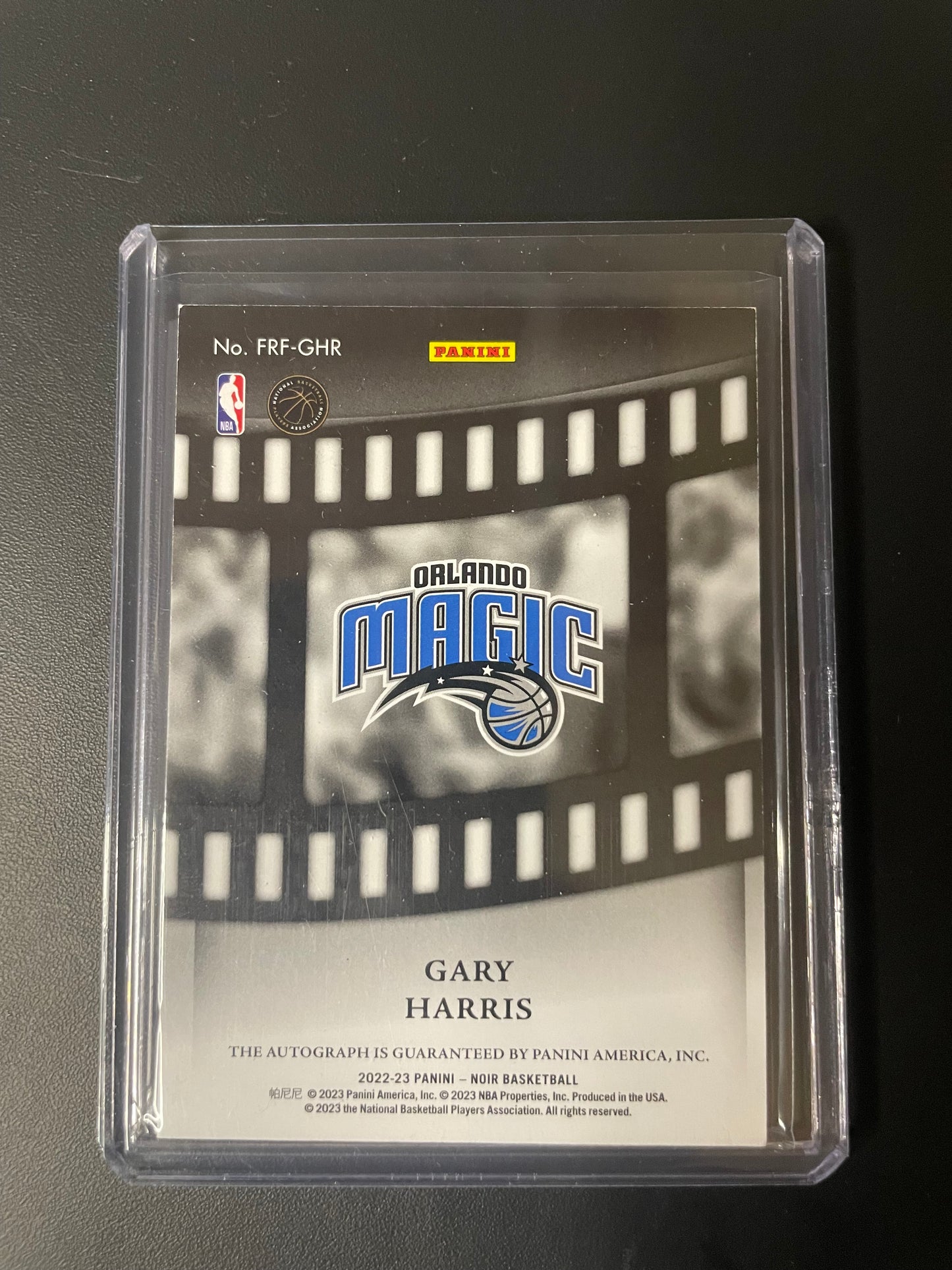 2022/23 Panini Noir #7 Gary Harris Orlando Magic Freeze Frame Signature Gold 18/25