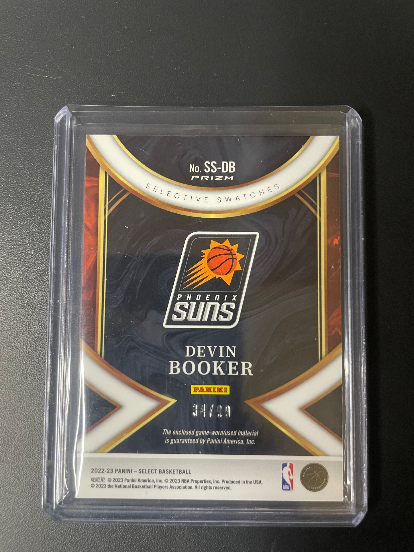 2022/23 Panini Select #13 Devin Booker Phoenix Suns Selective Swatches Purple 34/99