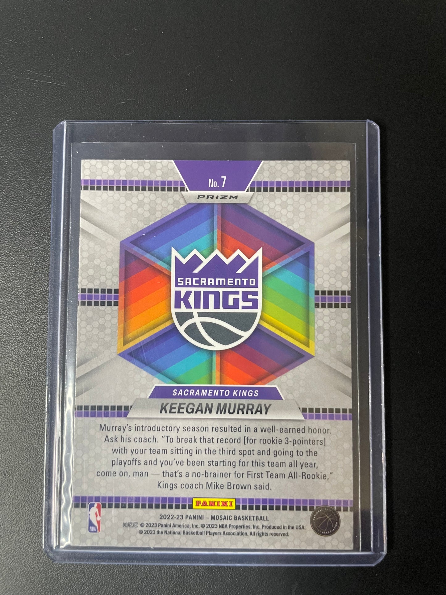 2022/23 Panini Mosaic #7 Keegan Murray Sacramento Kings Introductions RC