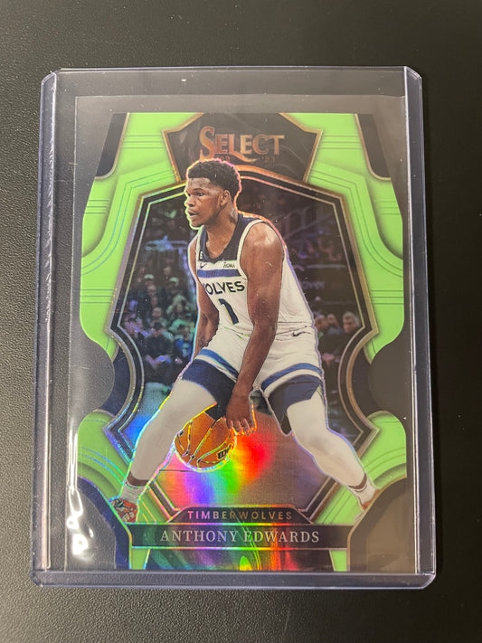 2022/23 Panini Select #146 Anthony Edwards Minnesota Timberwolves Lime Green Die Cut 53/65