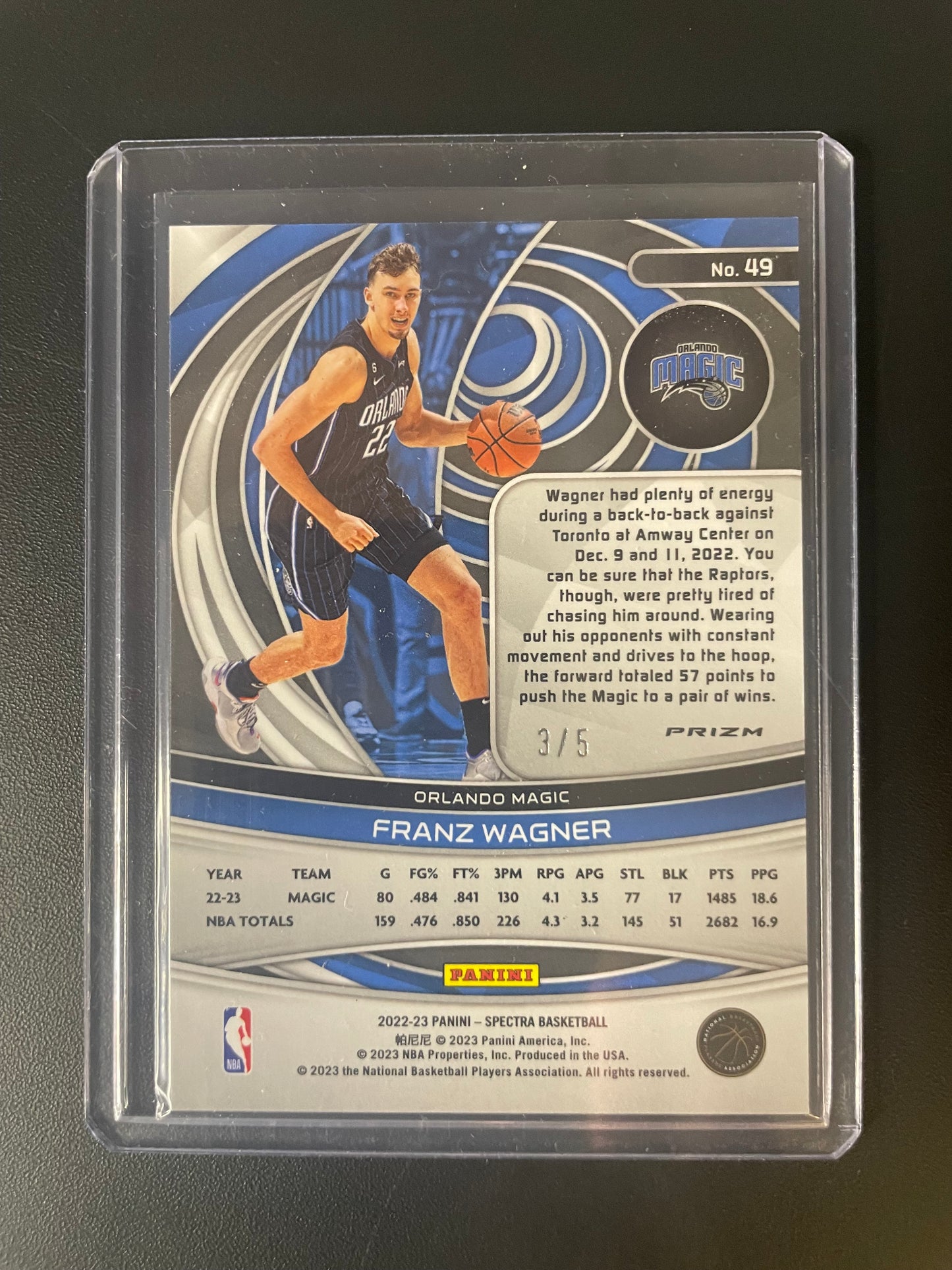 2022/23 Panini Spectra #49 Franz Wagner Orlando Magic Marble 03/05