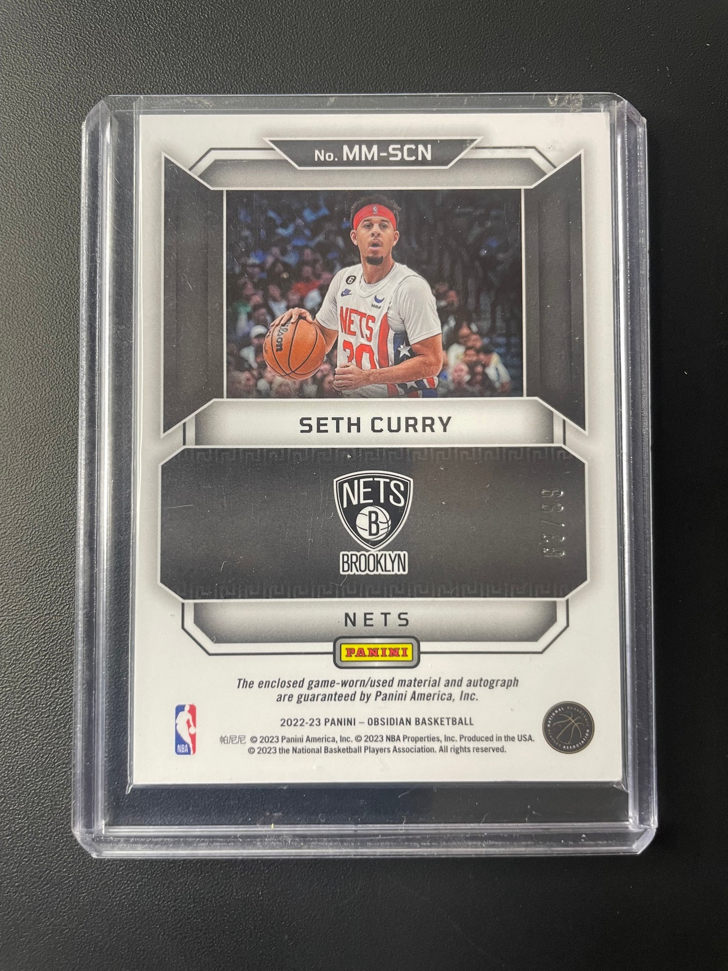 2022/23 Panini Obsidian #13 Seth Curry Brooklyn Nets Matrix Material 63/99