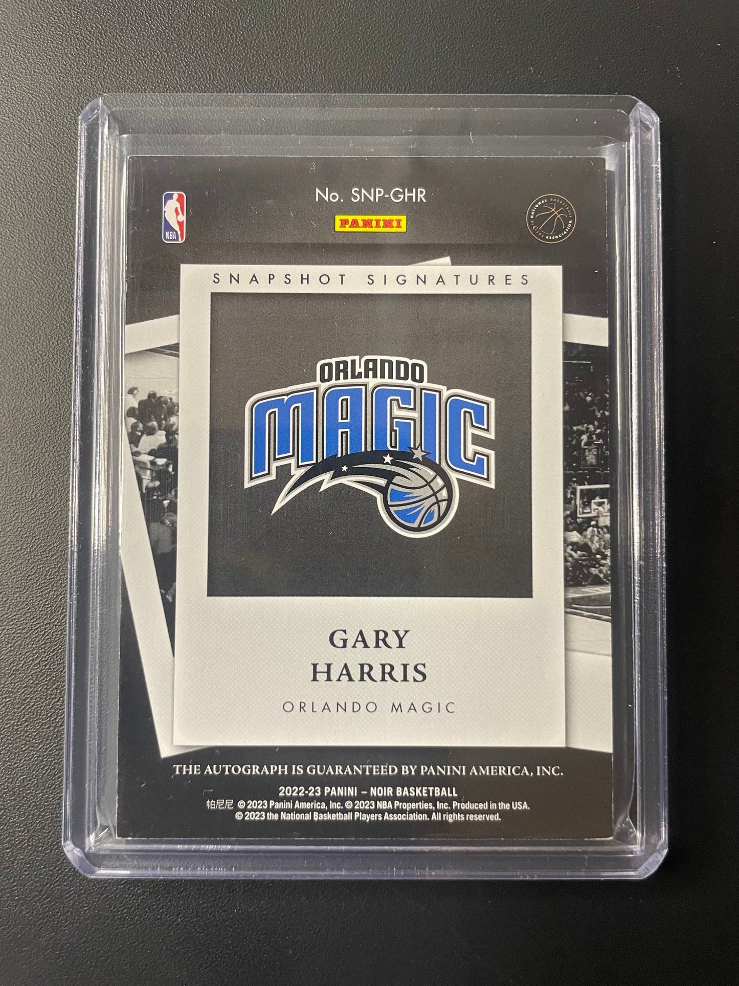 2022/23 Panini Noir #6 Gary Harris Orlando Magic Snapshot Signatures 92/99