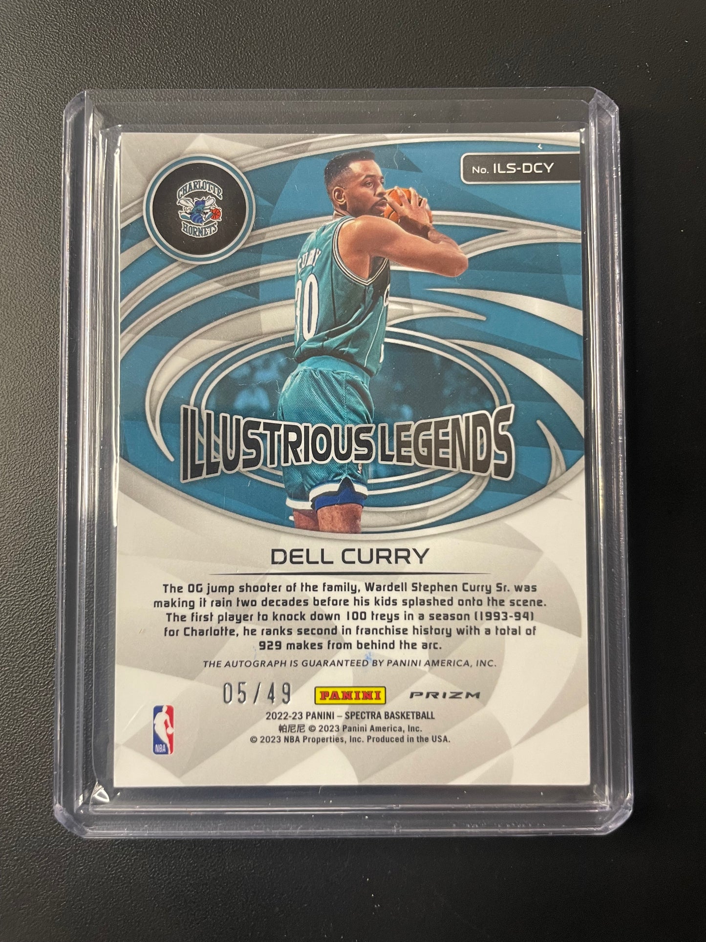 2022/23 Panini Spectra #13 Dell Curry Charlotte Hornets Illustrious Legends 05/49