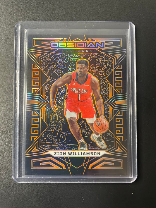 2022/23 Panini Obsidian #35 Zion Williams New Orleans Pelicans Orange Electric Etch 34/50