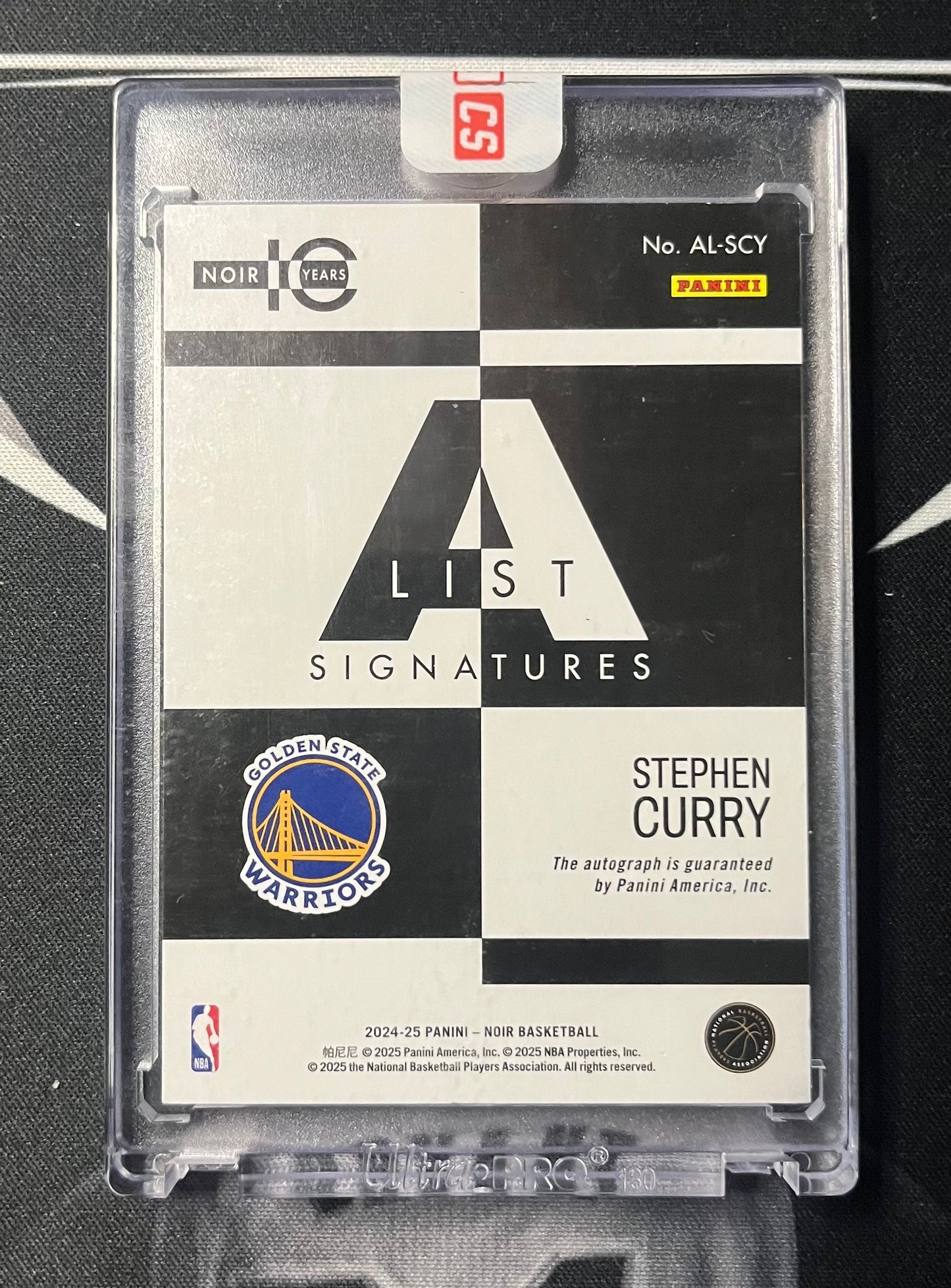 2024-25 Panini Noir A List Signatures Stephen Curry Auto 09/25