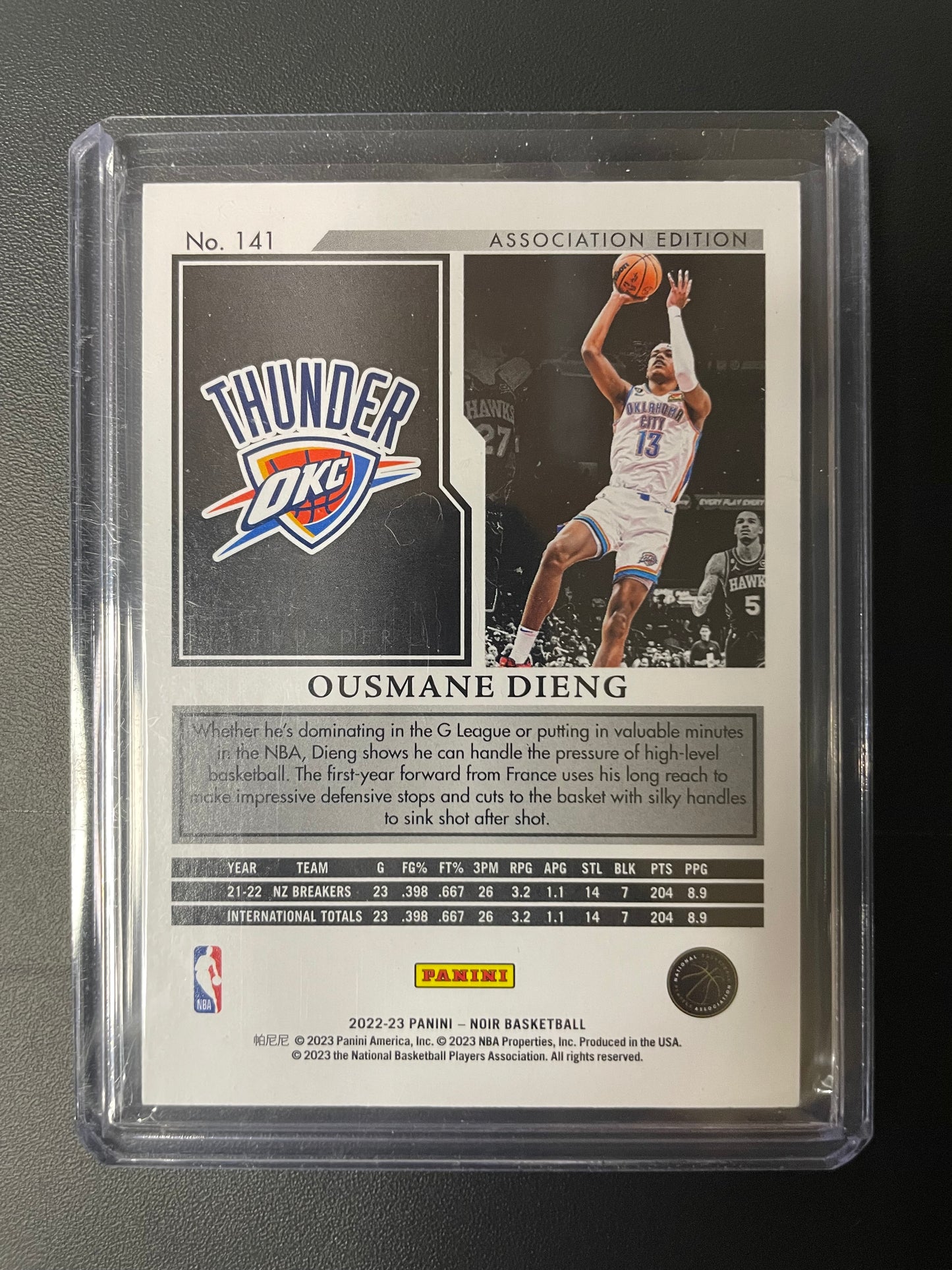 2022/23 Panini Noir #141 Ousmane Dieng OKC Rookies Association Edition 19/99