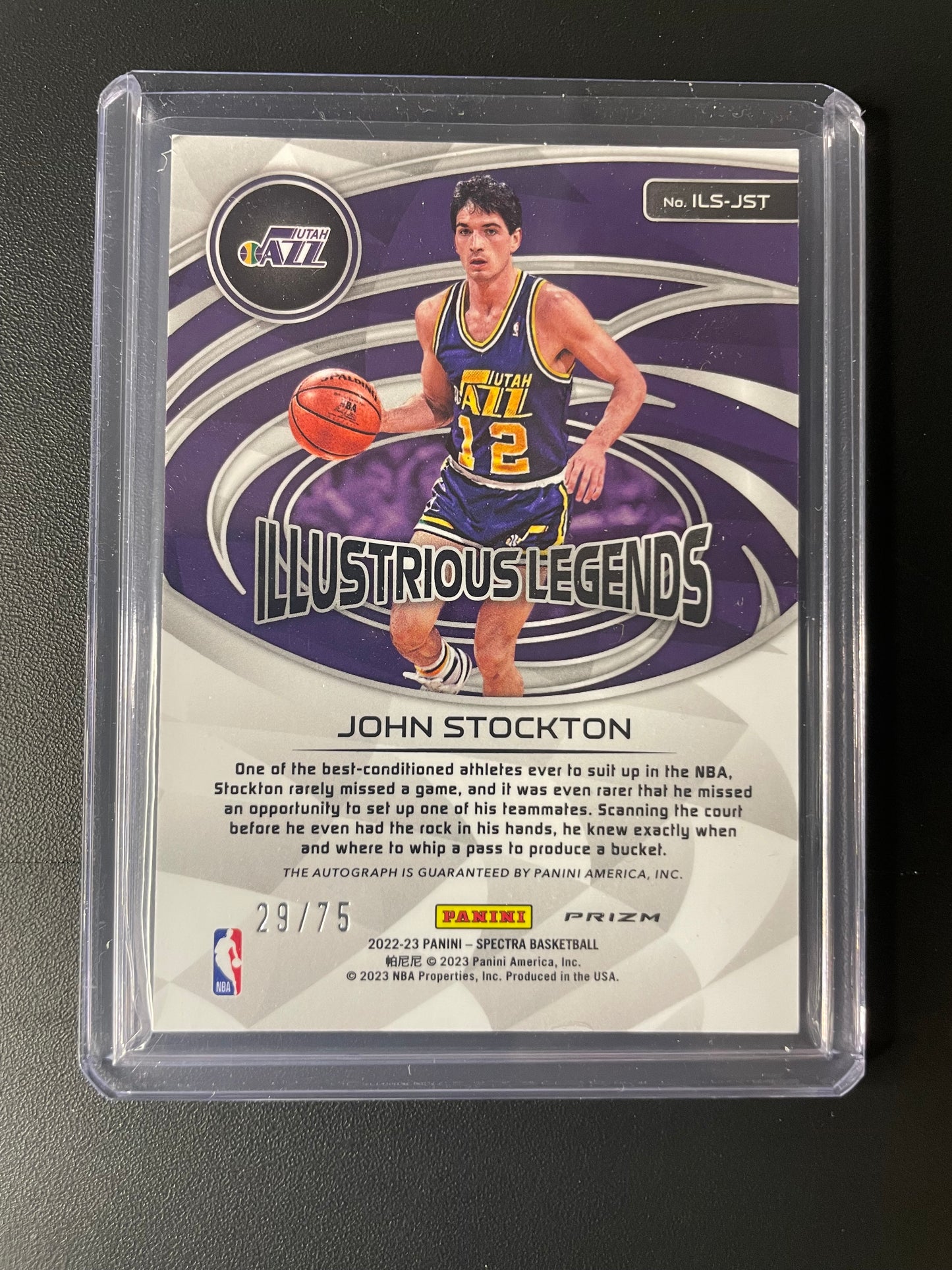 2022/23 Panini Spectra #22 John Stockton Utah Jazz Illustrious Legends 29/75