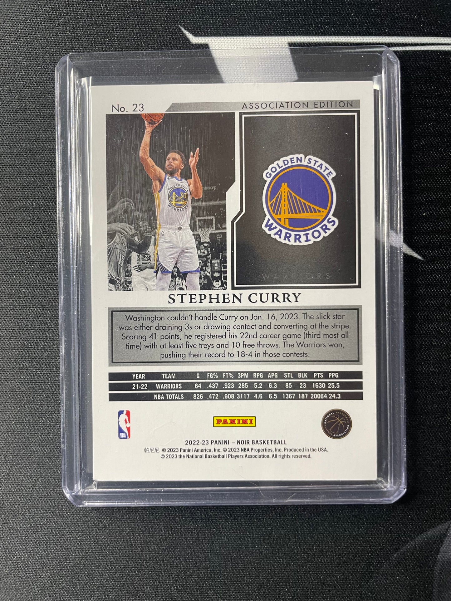 2022/23 Panini Noir #23 Stephen Curry Golden State Warriors 49/99