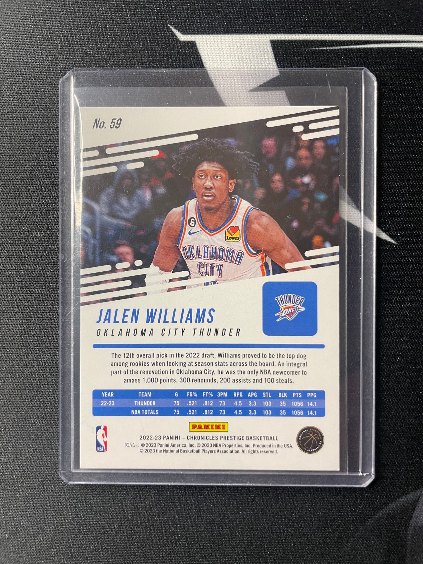 2022/23 Panini Chronicles #59 Jalen Williams Oklahoma City Thunder Prestige