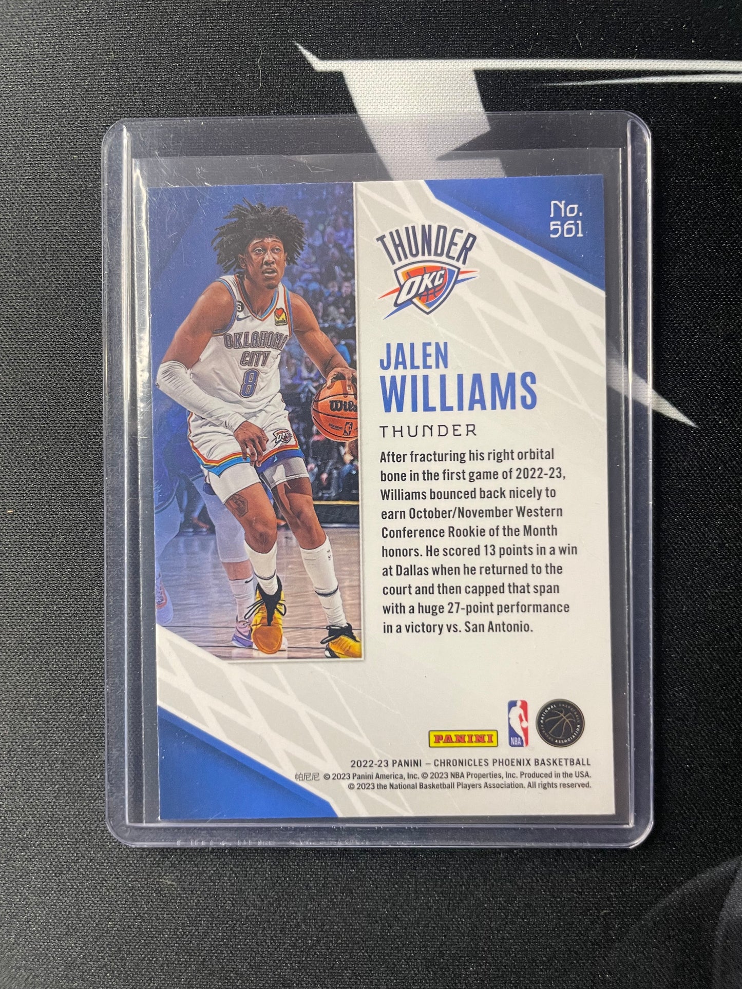 2022/23 Panini Chronicles #561 Jalen Williams Oklahoma Thunder City Phoenix RC