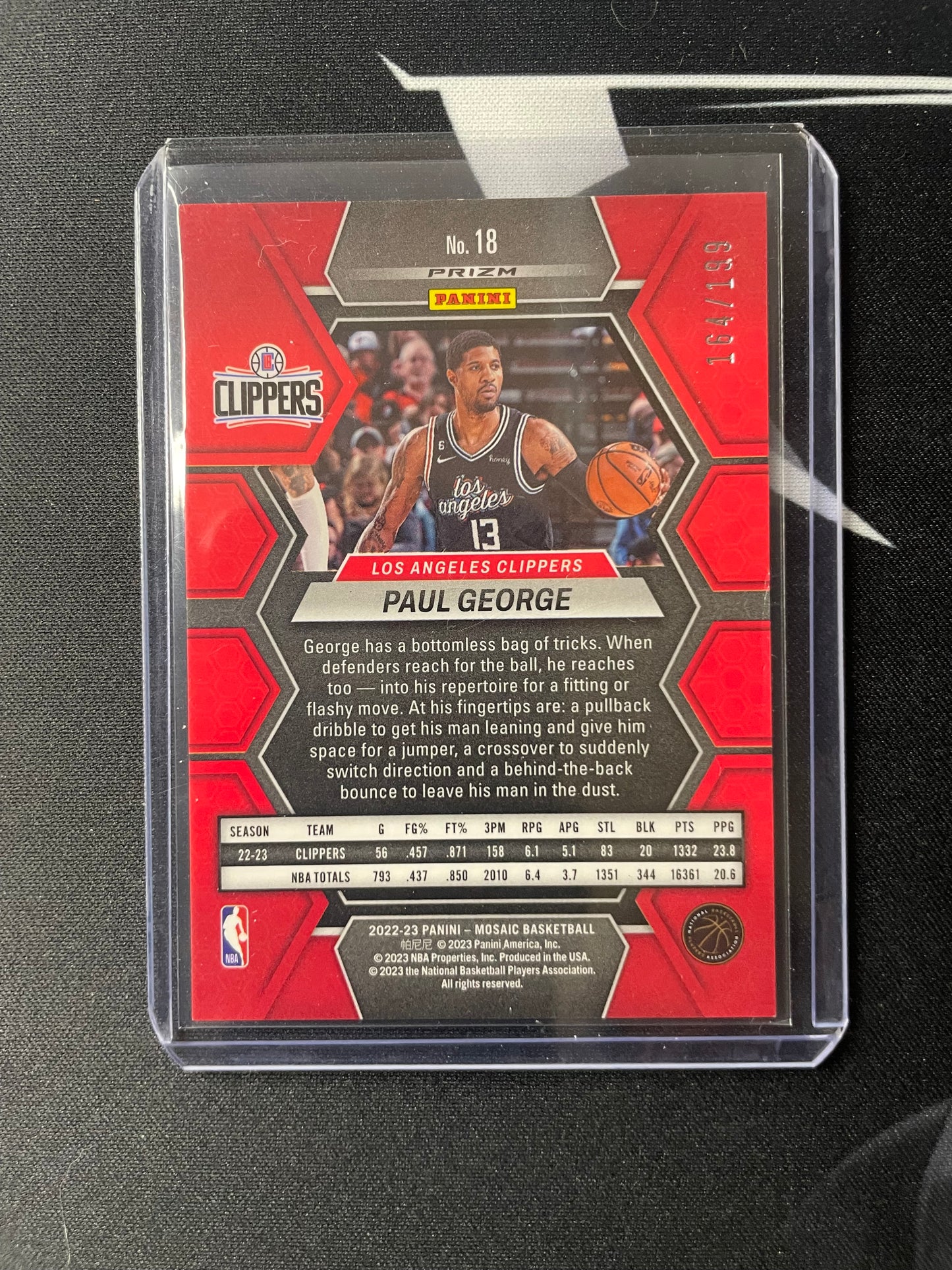 2022/23 Panini Mosaic #18 Paul George Los Angeles Clippers Blue Mosaic 164/199