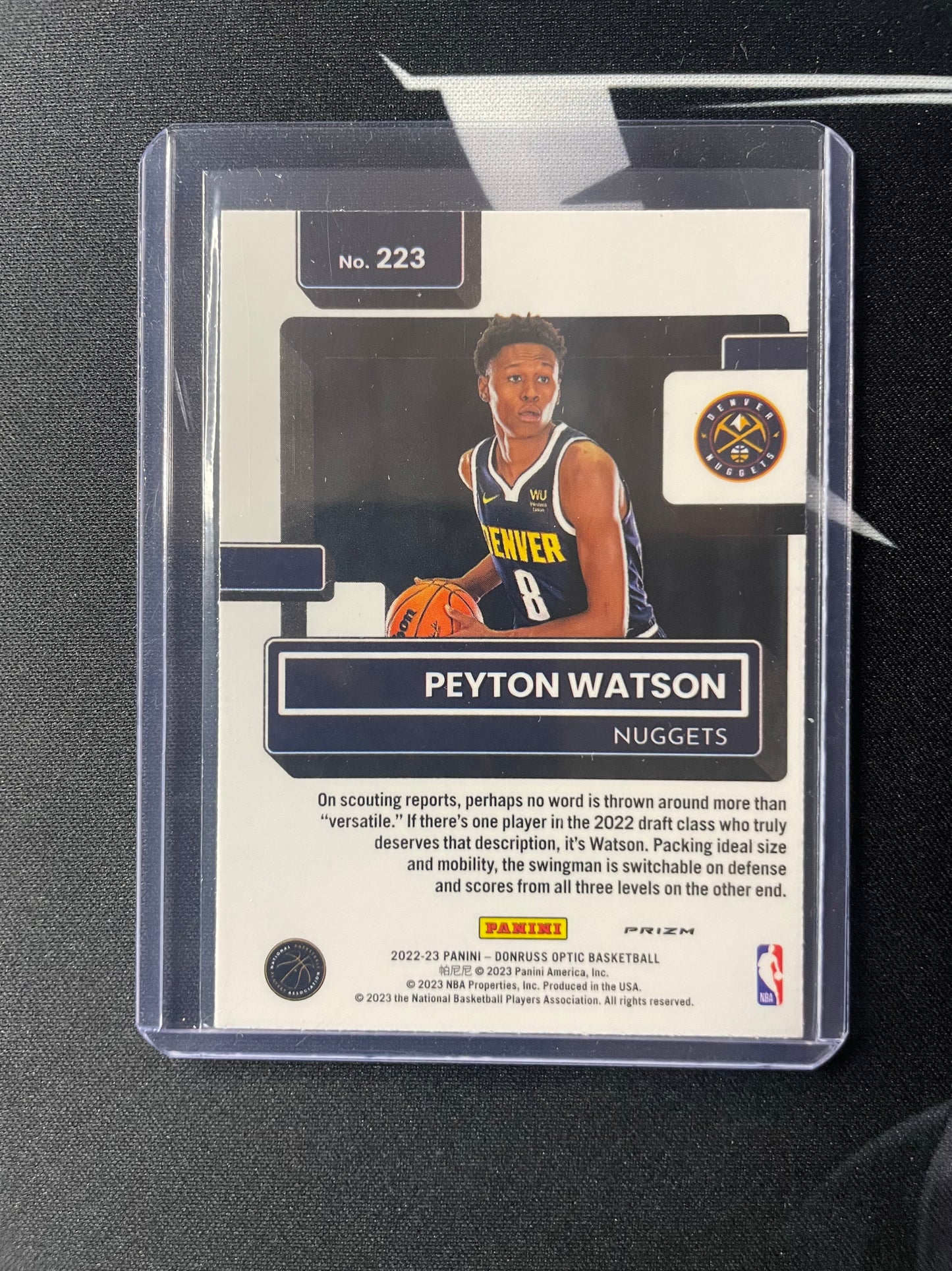 2022/23 Donruss Optic #223 Peyton Watson Denver Nuggets Rated Rookie