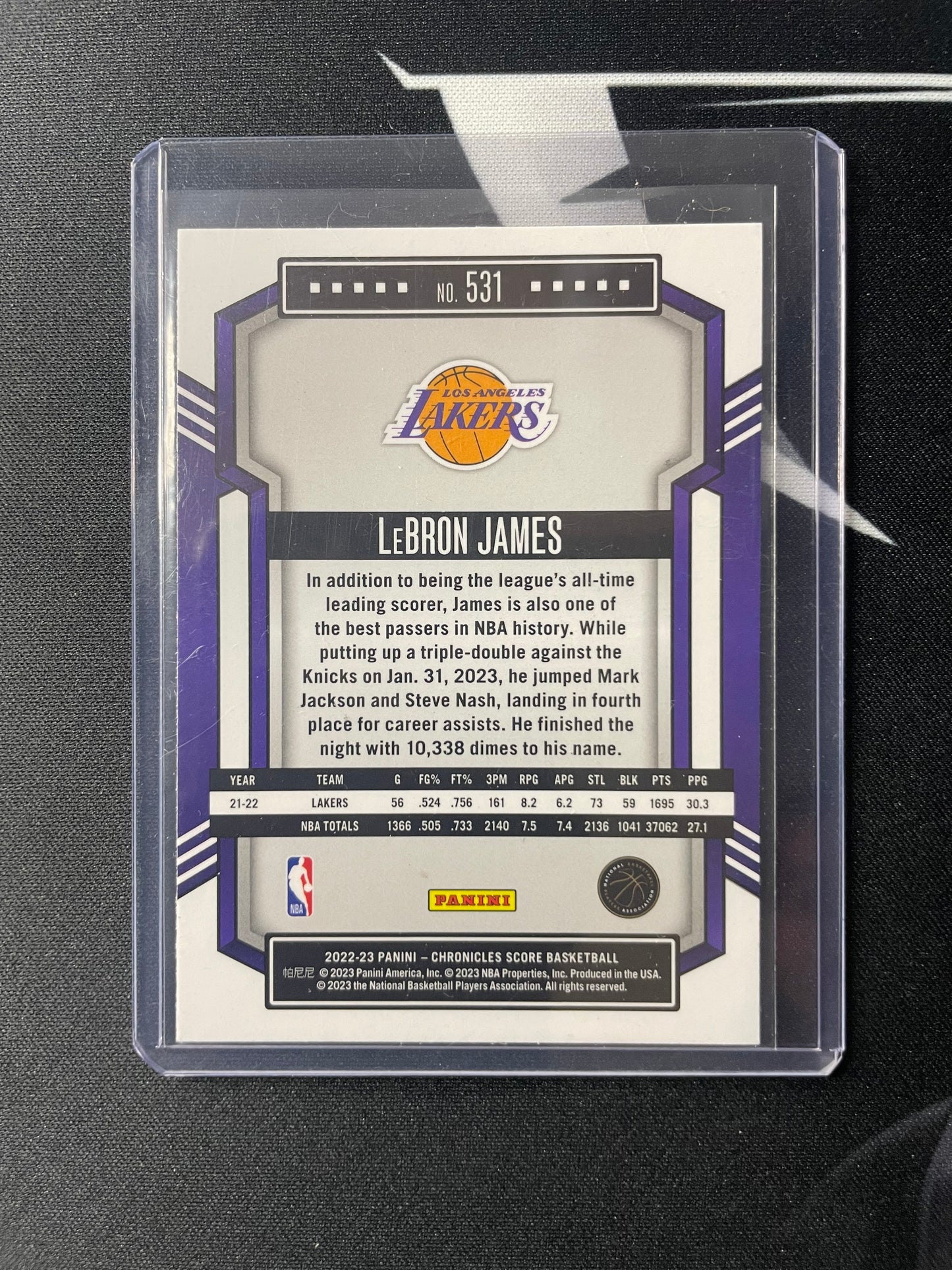 2022/23 Panini Chronicles #531 Lebron James Los Angeles Lakers Score