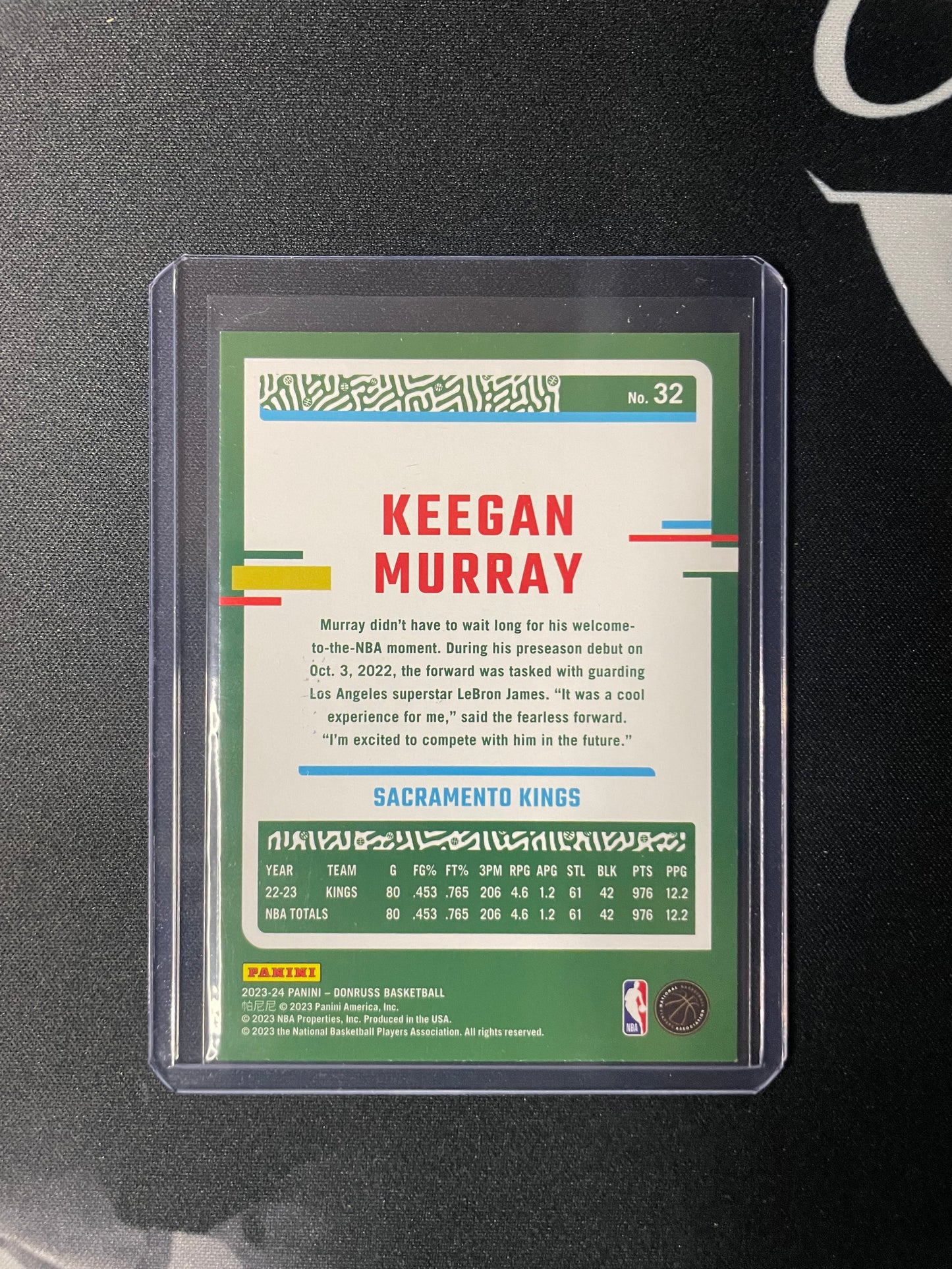 2023/24 Panini Donruss #32 Keegan Murray Sacramento Kings Red and Gold Laser Holo