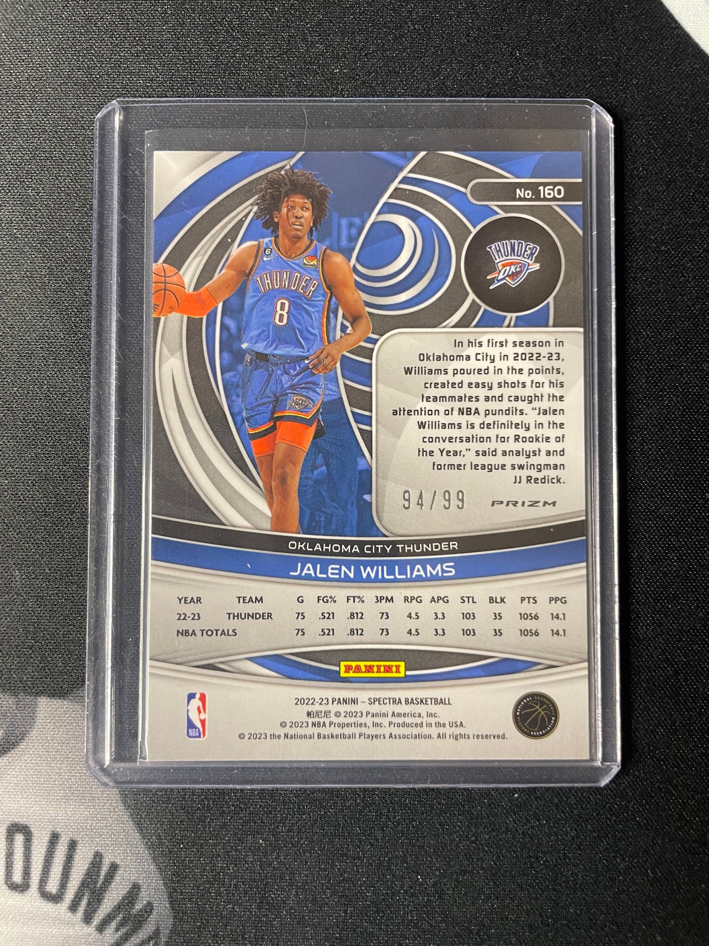 2022/23 Panini Spectra #160 Jalen Williams OKC Interstellar 94/99