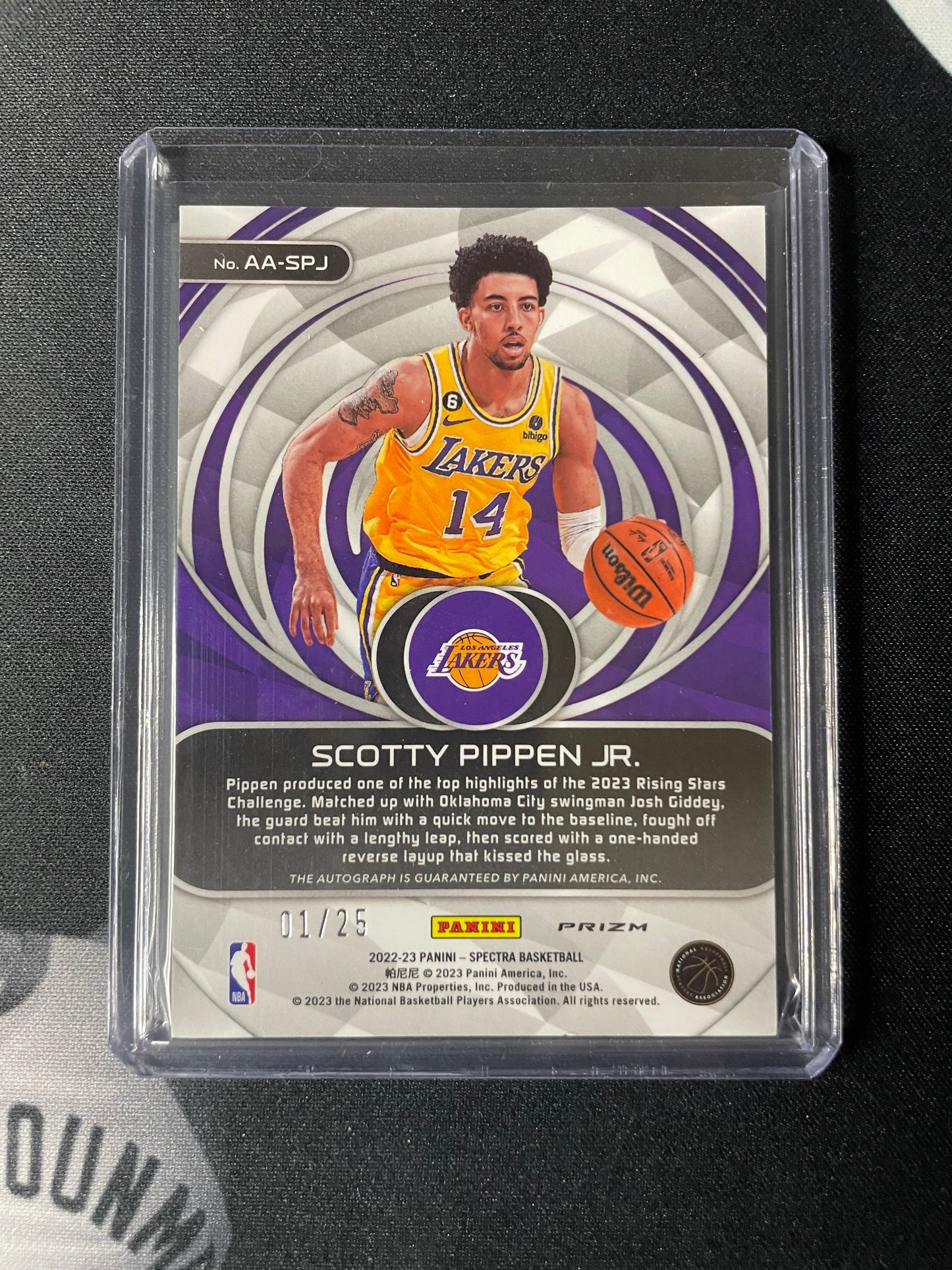 2022/23 Panini Spectra #42 Scotty Pippen Jr. Los Angeles Lakers Aspiring Auto Pink 11/25