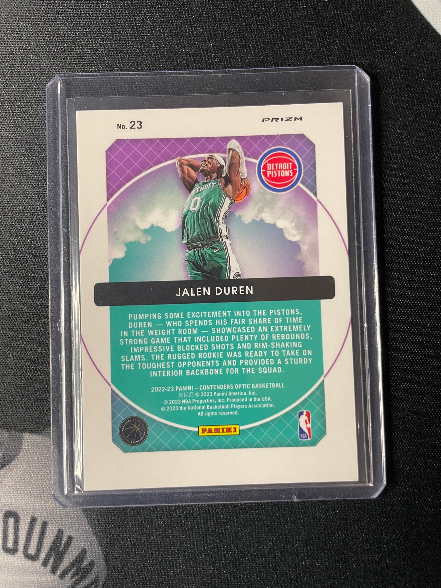 2022/23 Panini Contenders Optic #23 Jalen Duren Detroit Pistons Hoops Dreams