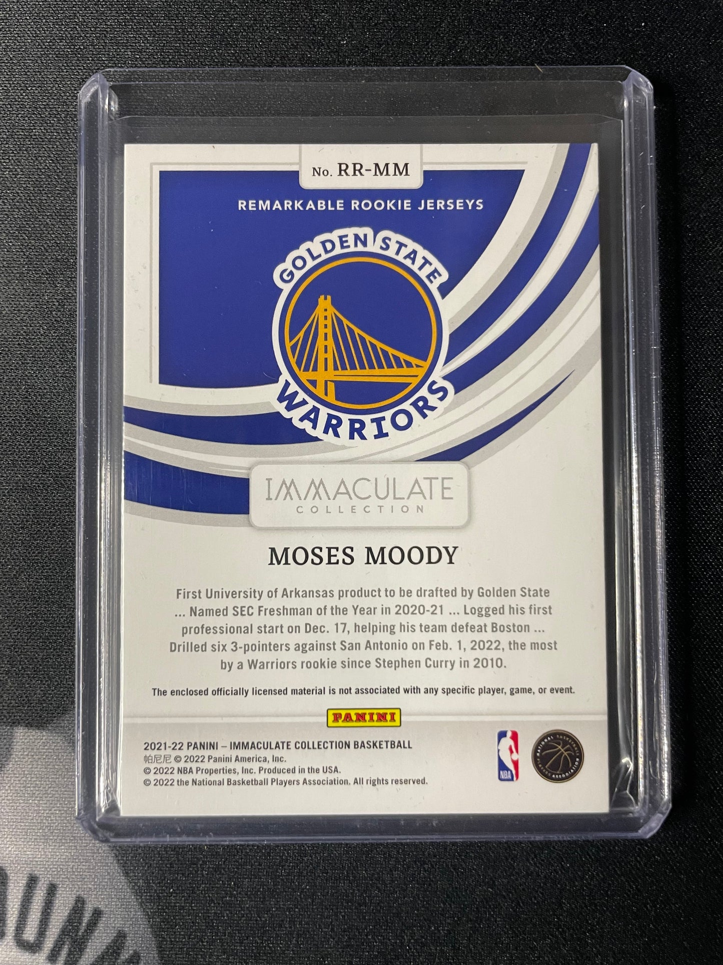 2021/22 Panini Immaculate #38 Moses Moody Golden State Warrior 47/99