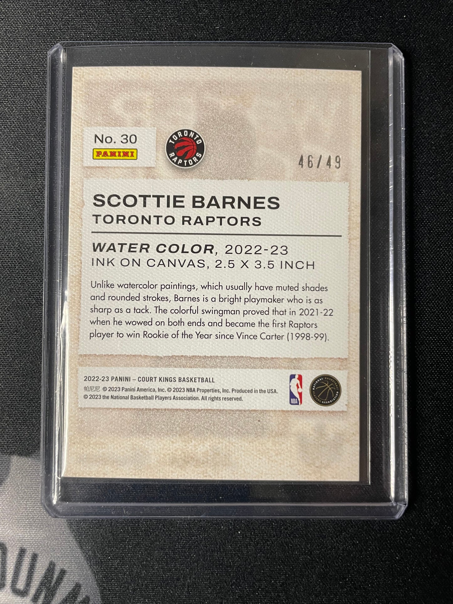 2022/23 Panini Court Kings #30 Scottie Barnes Toronto Raptors 46/49