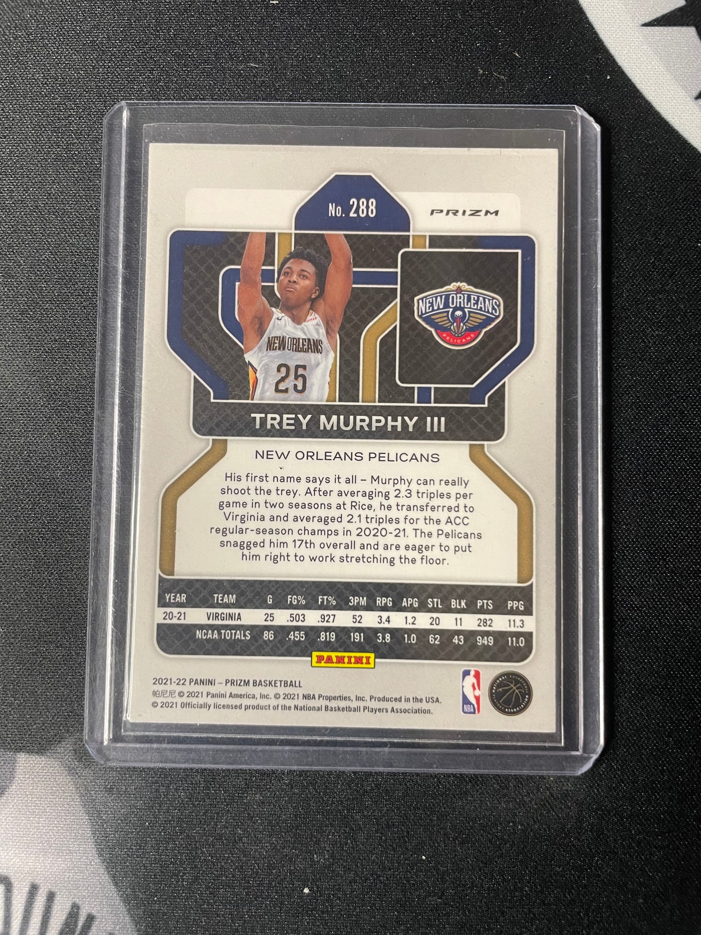 2021/22 Panini Prizm #288 Trey Murphy III New Orleans Pelicans green prizm