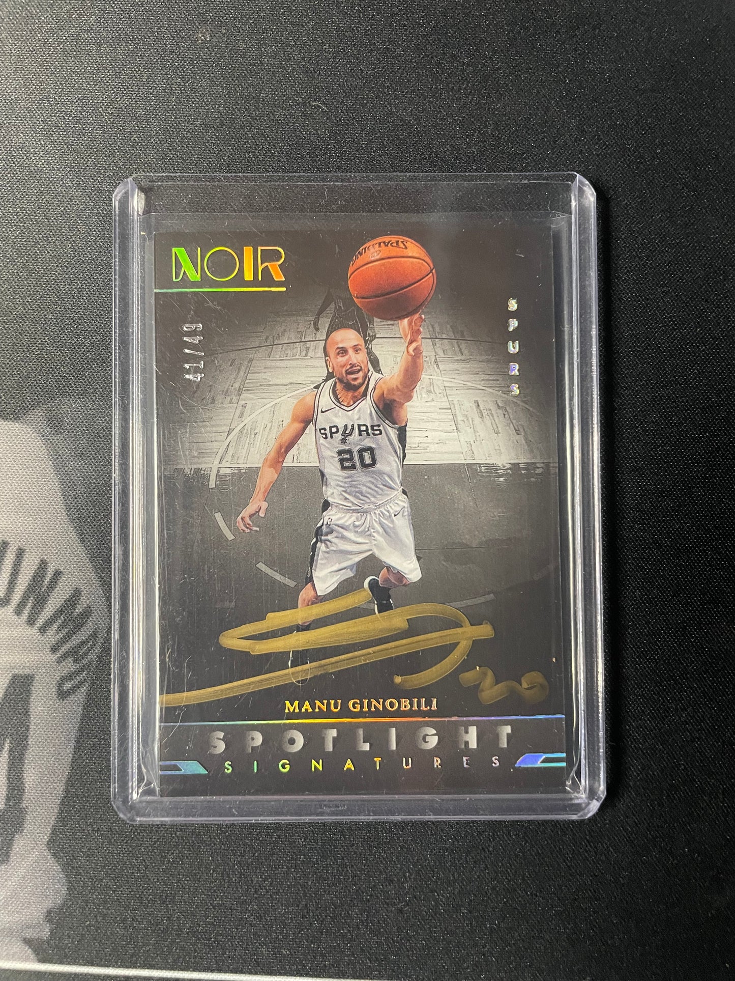 2022/23 Panini Noir #10 Manu Ginobili #10 San Antonio Spurs Spotlight Signatures