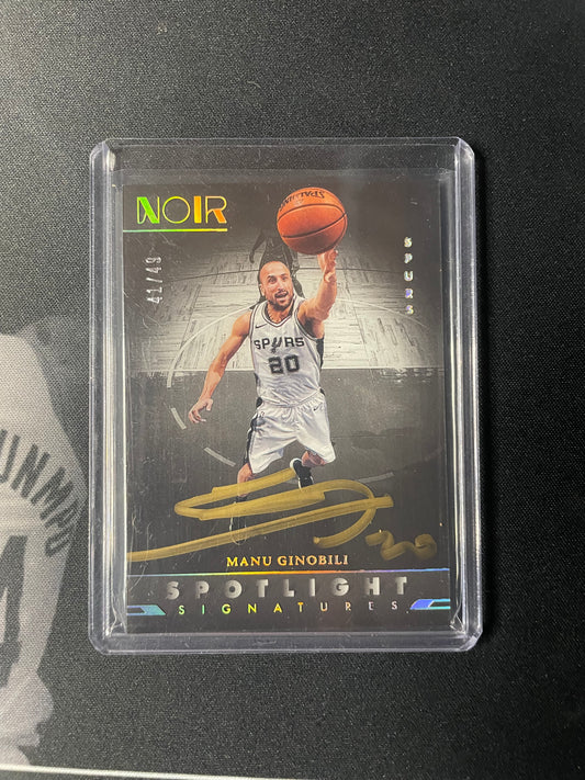 2022/23 Panini Noir #10 Manu Ginobili #10 San Antonio Spurs Spotlight Signatures