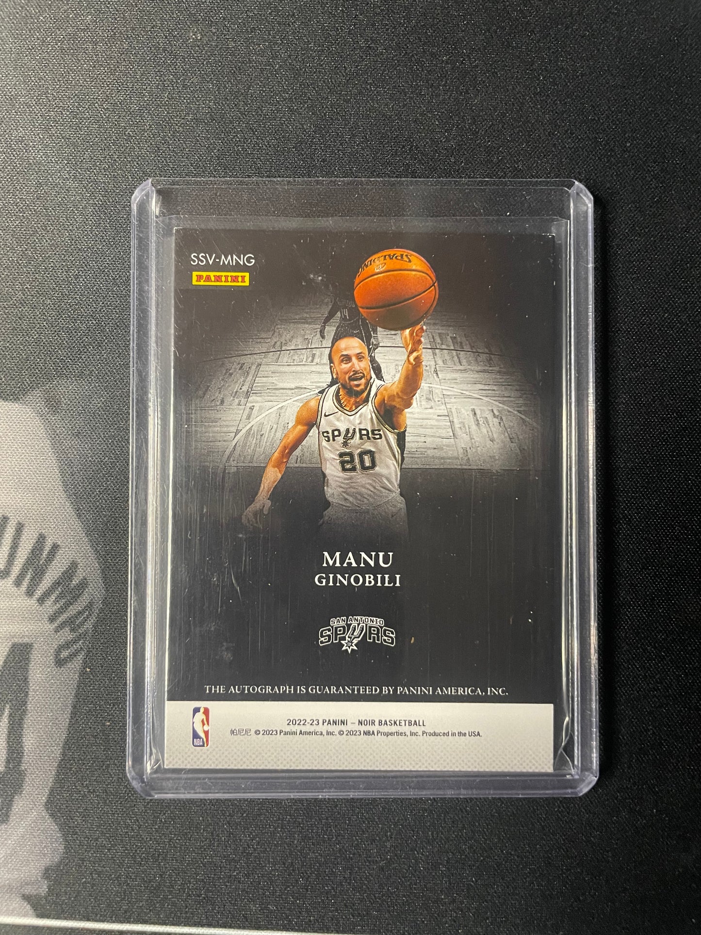 2022/23 Panini Noir #10 Manu Ginobili #10 San Antonio Spurs Spotlight Signatures