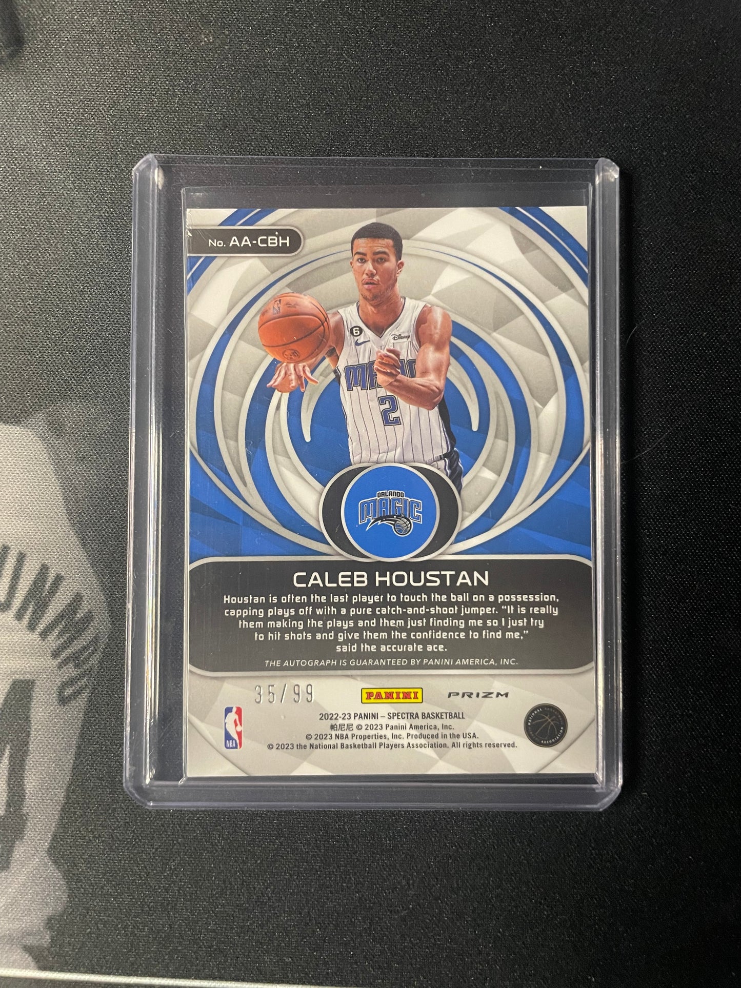 2022/23 Panini Spectra #38 Caleb Houston Orlando Magic Aspiring Auto 35/99