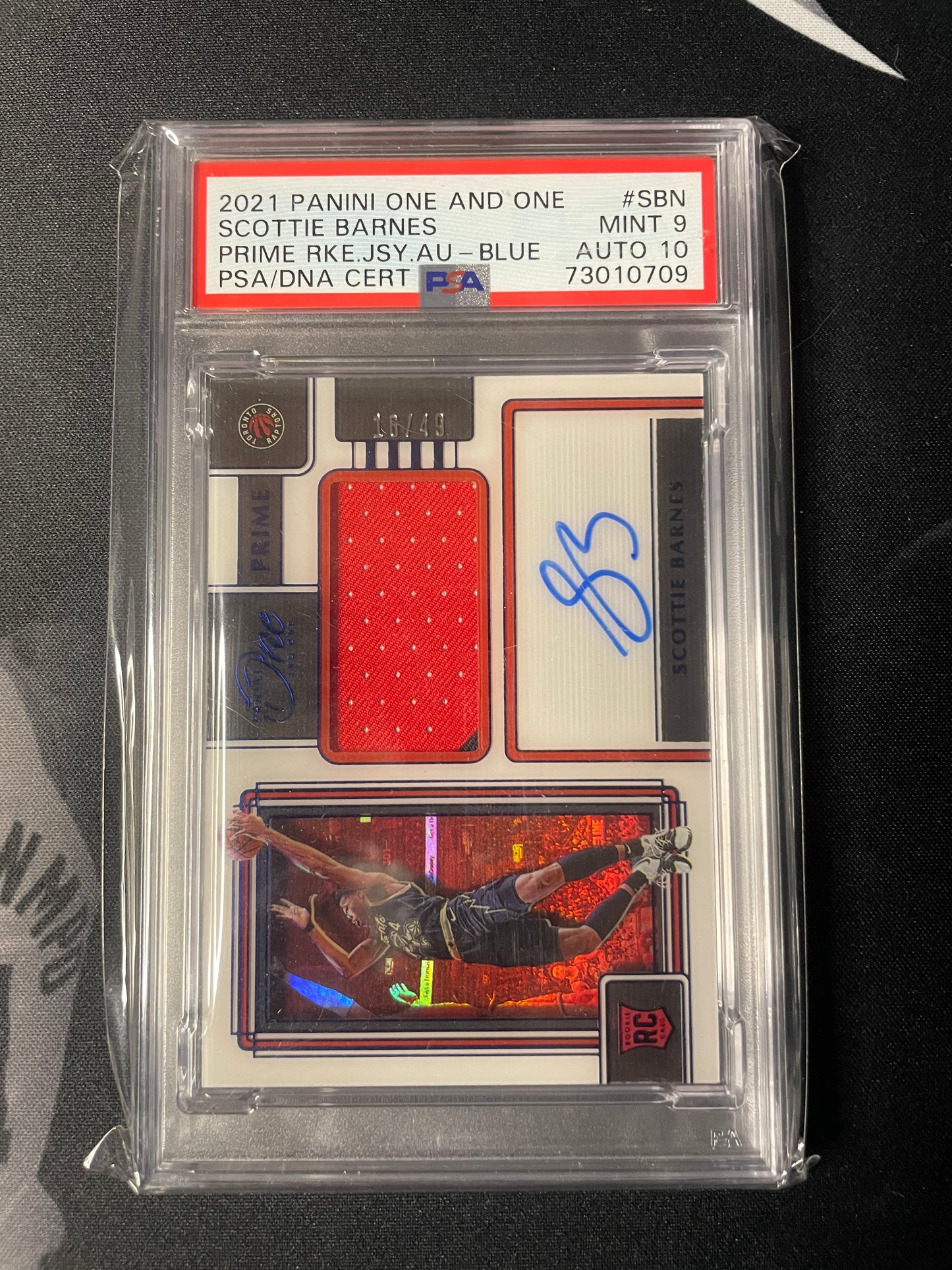 2021-22 Panini One and One Scottie Barnes BLUE Prime Rookie Patch Auto RC /49